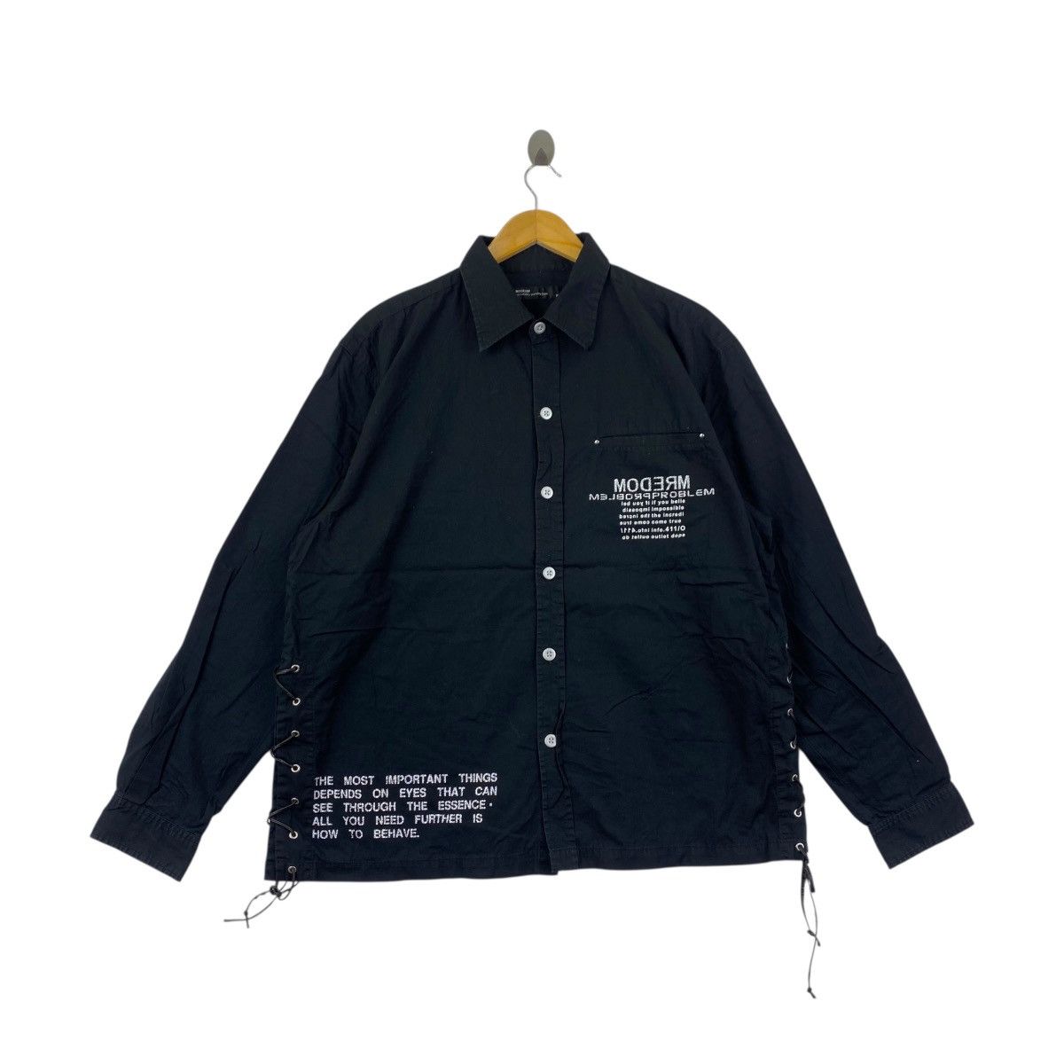 Japanese Brand Vintage MODERM Shirt Button Up Punk Style Seditionaries Size US XXL / EU 58 / 5 - 1 Thumbnail