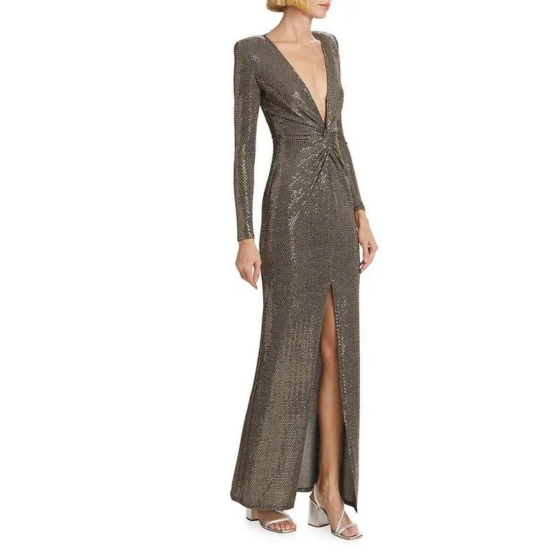L'AGENCE L’AGENCE Rosetta Twist Front Dress Grey Gold size 00 / XS Size XXS / US 00 / IT 34 - 4 Thumbnail