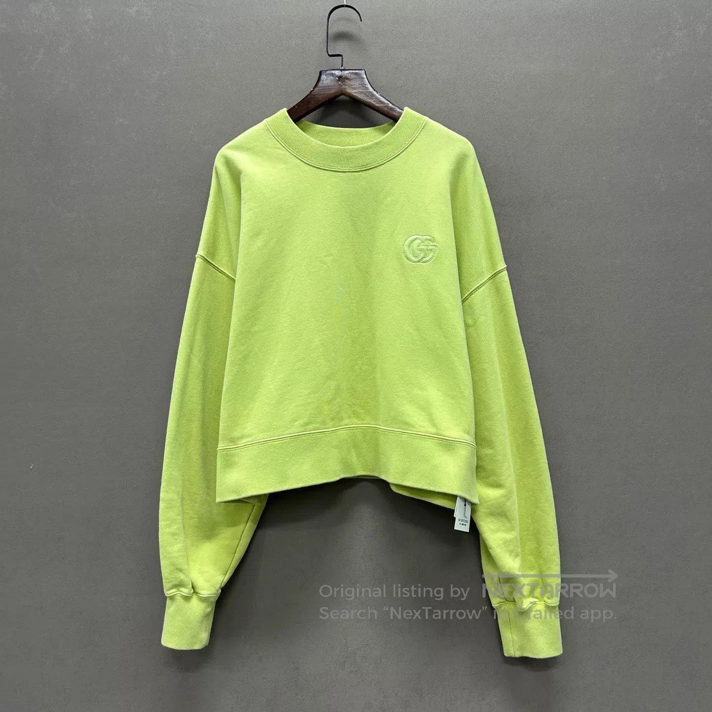 Gucci Green Oversized Cropped Sweatshirt. Size US M / EU 48-50 / 2 - 1 Thumbnail