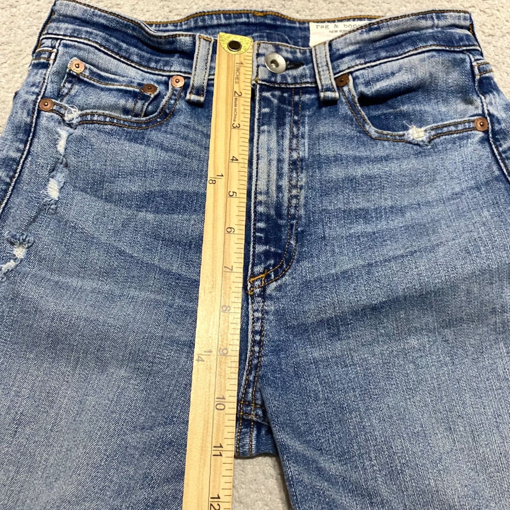 Rag & Bone rag & bone Jeans Womens Medium Blue Denim High Rise Skinny Distressed 26 Regular Size Size 26" / US 2 / IT 38 - 7 Thumbnail