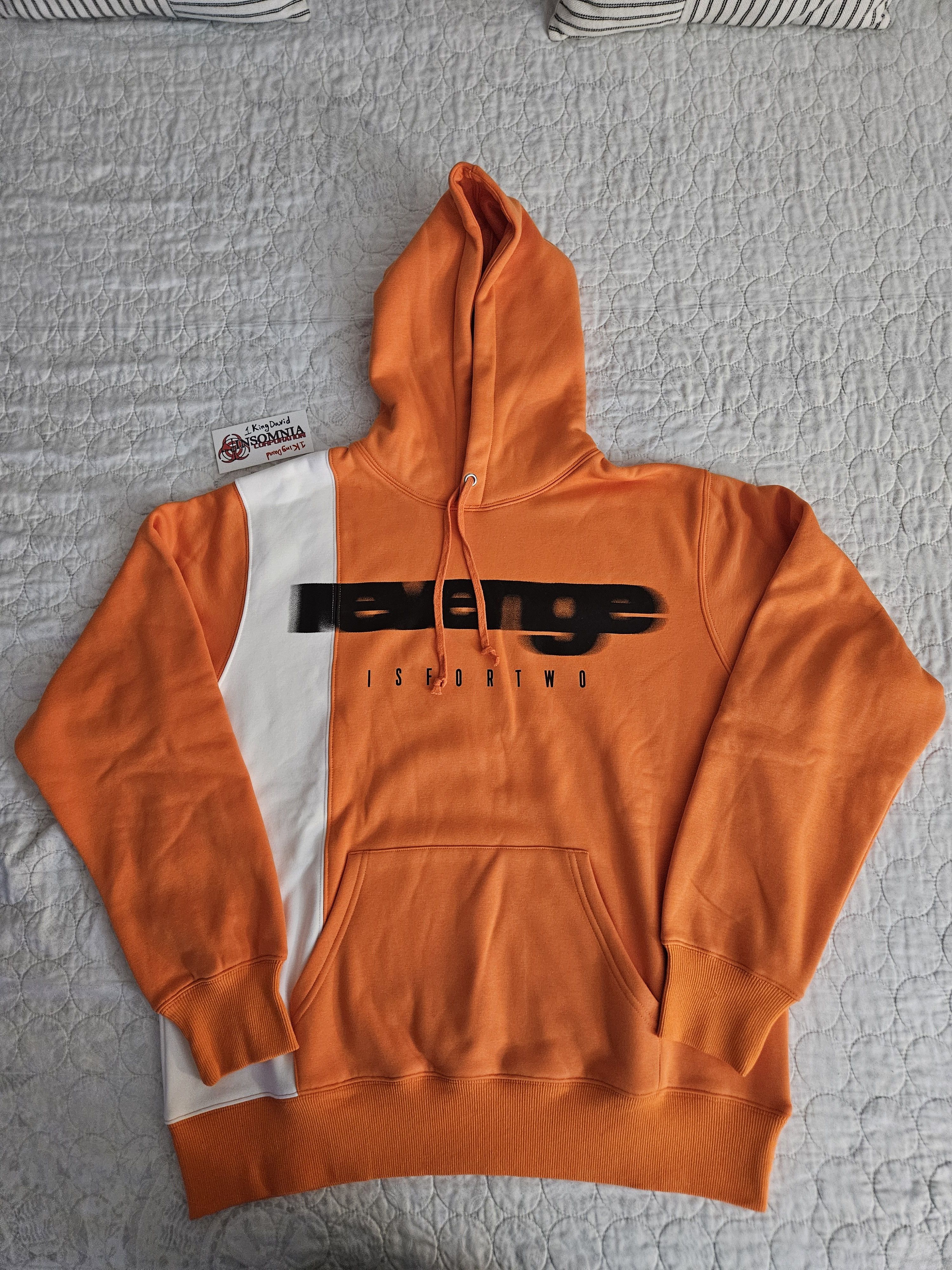 Revenge Revenge is for Two Split Hoodie Orange White