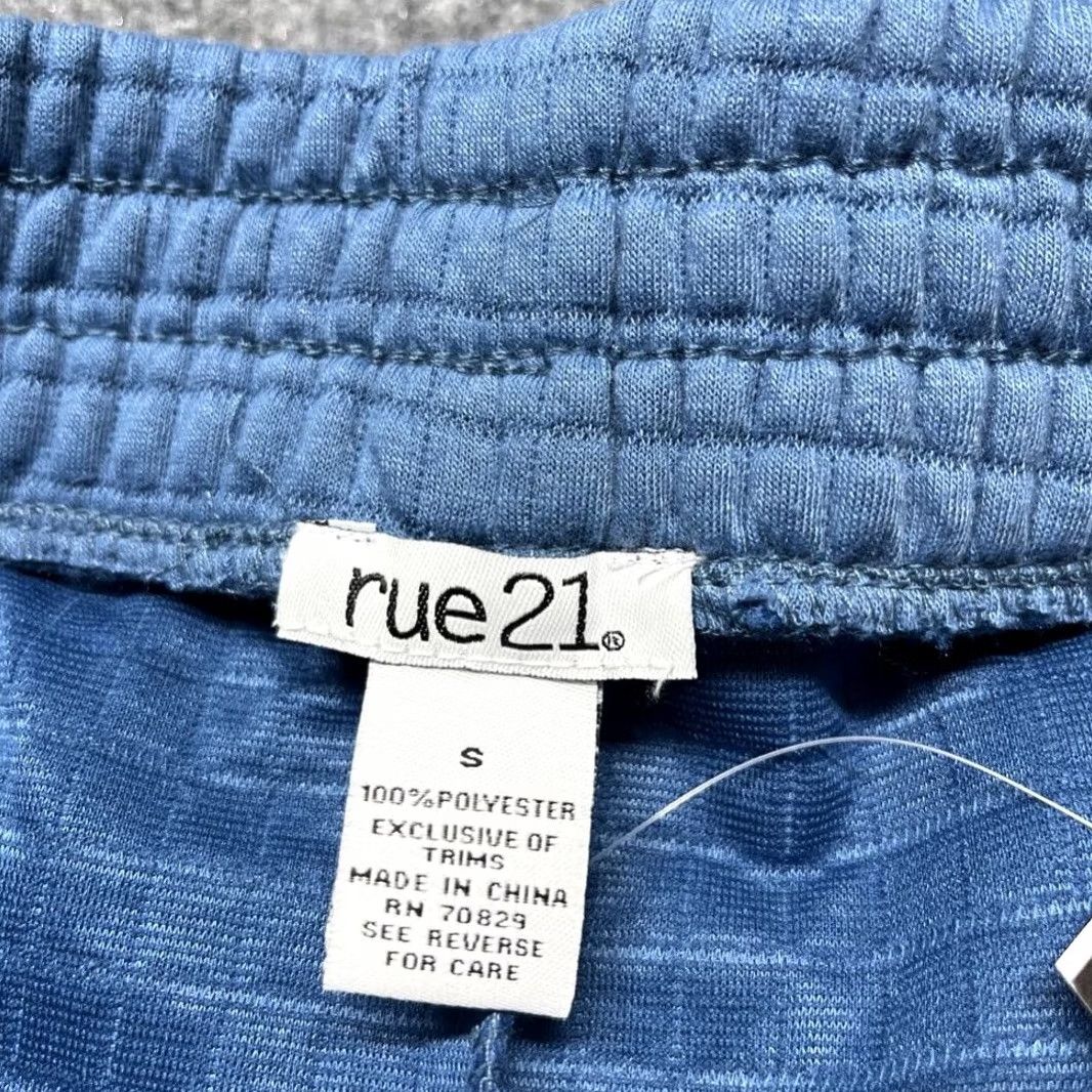 Vintage Rue21 Boyfriend Jogger Pants Womens S Blue Pockets Elastic Waist Quilted New Size 26" / US 2 / IT 38 - 7 Thumbnail
