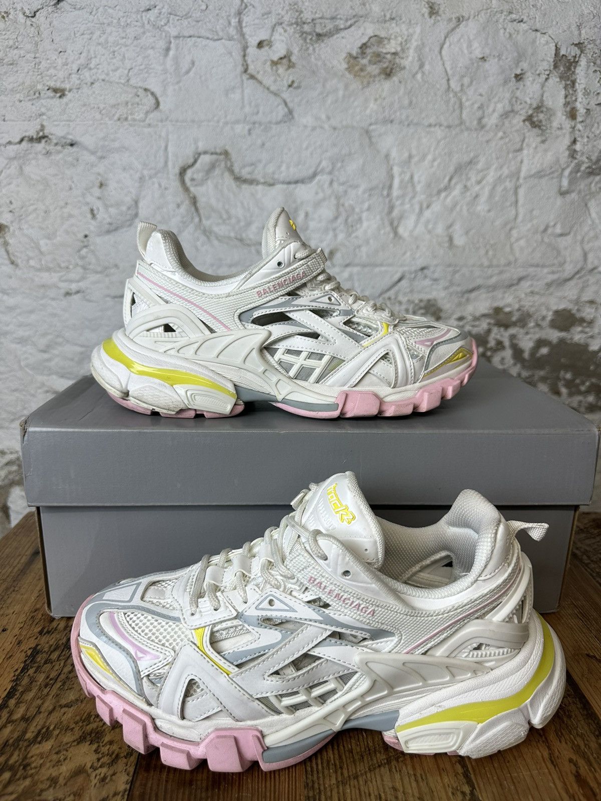 Balenciaga pink yellow best sale