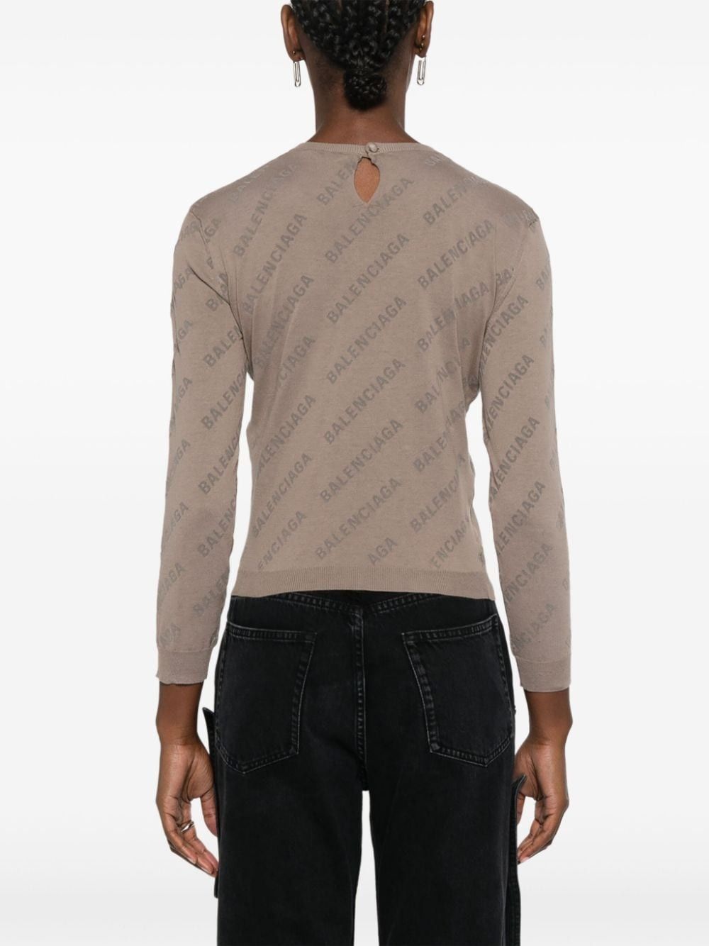 Balenciaga o1y0625 Logo Sweater in Taupe Size L / US 10 / IT 46 - 4 Thumbnail