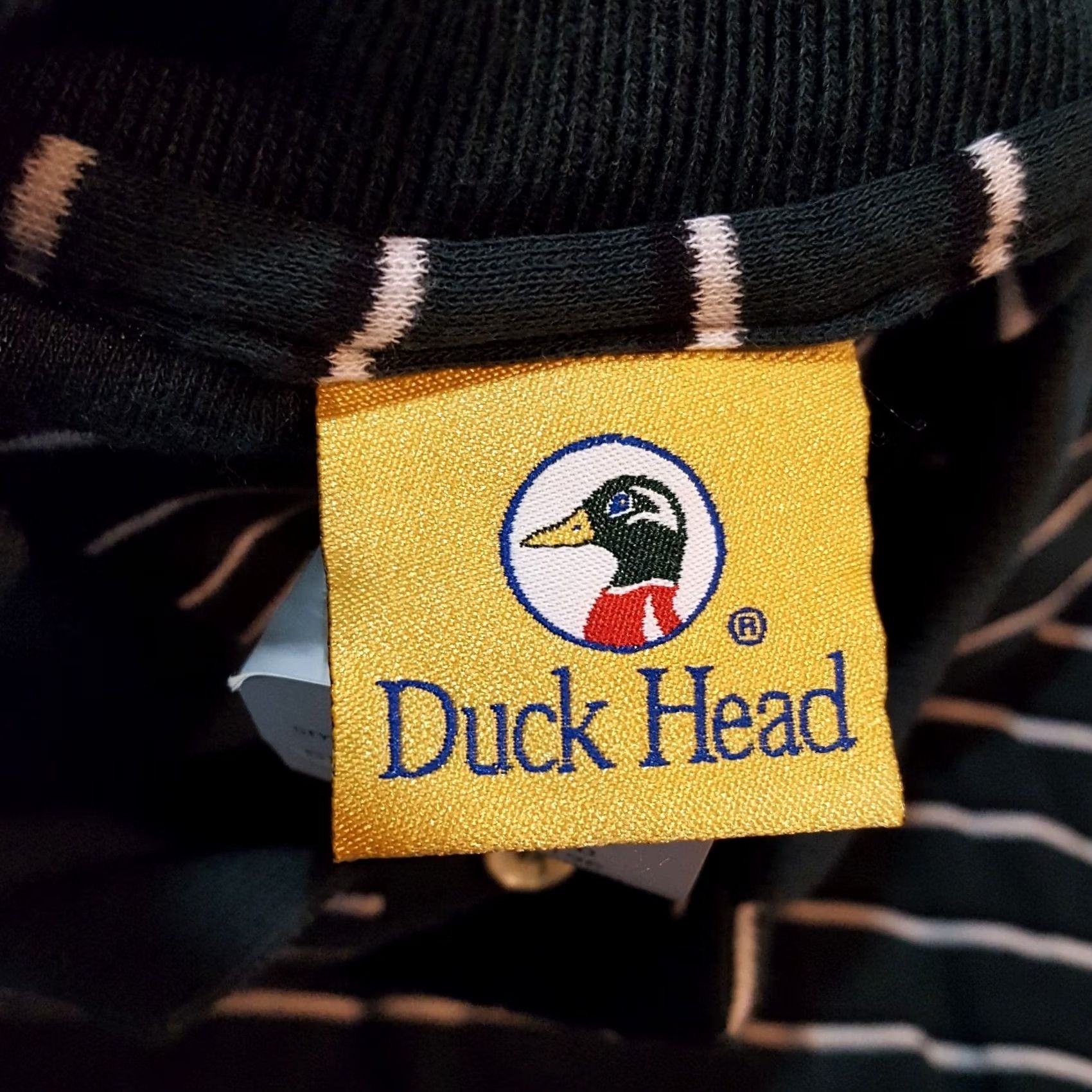 Vintage Duck Head Striped Green Polo Shirt Men's XL Outdoor Work Polo Shirt Button Vintage 90s Casual Hats? Size US XL / EU 56 / 4 - 7 Thumbnail