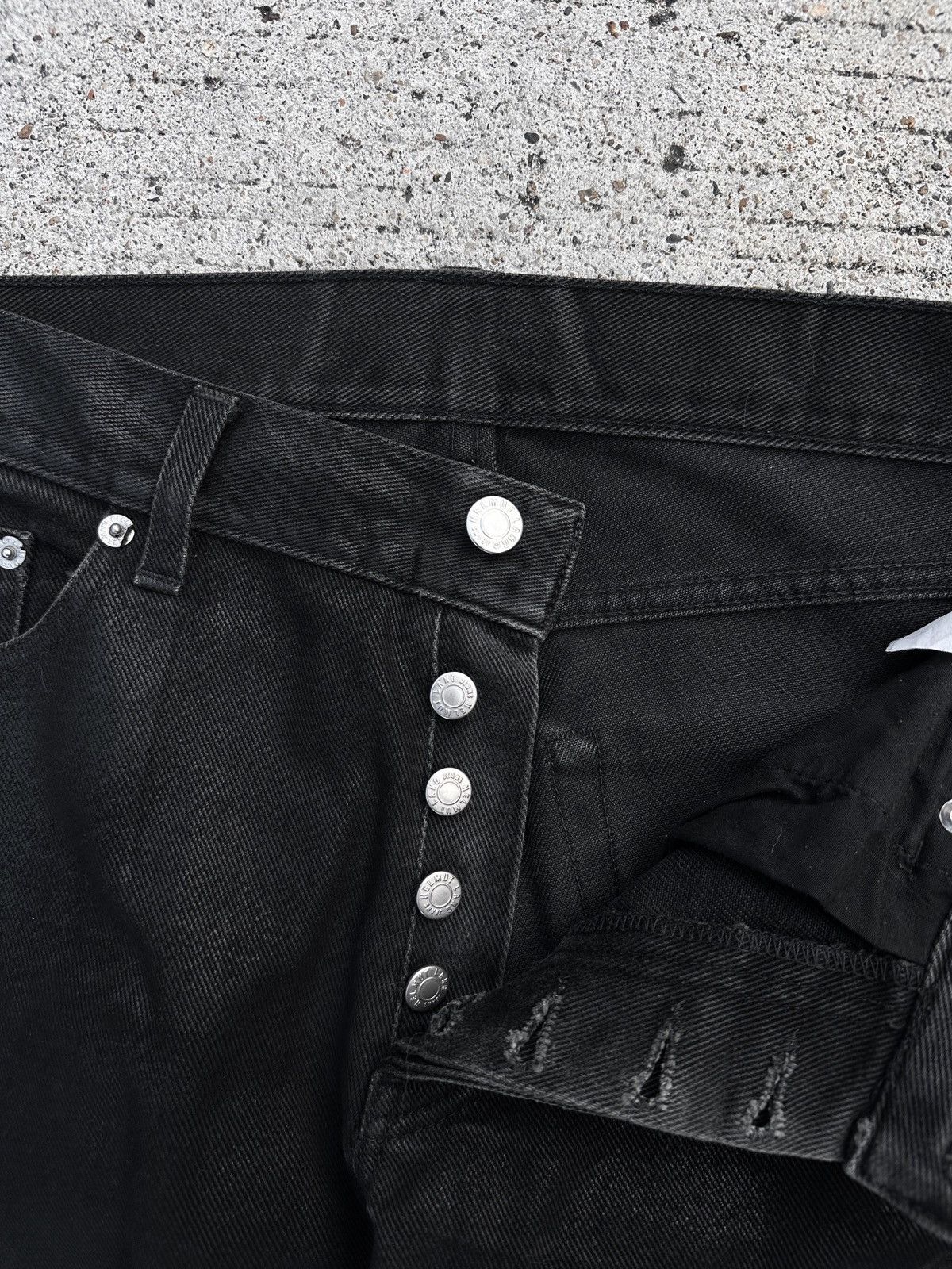 Helmut Lang Helmut Lang 1999 Coated Black Waxed Denim Classic Cut Size US 31 - 11 Thumbnail