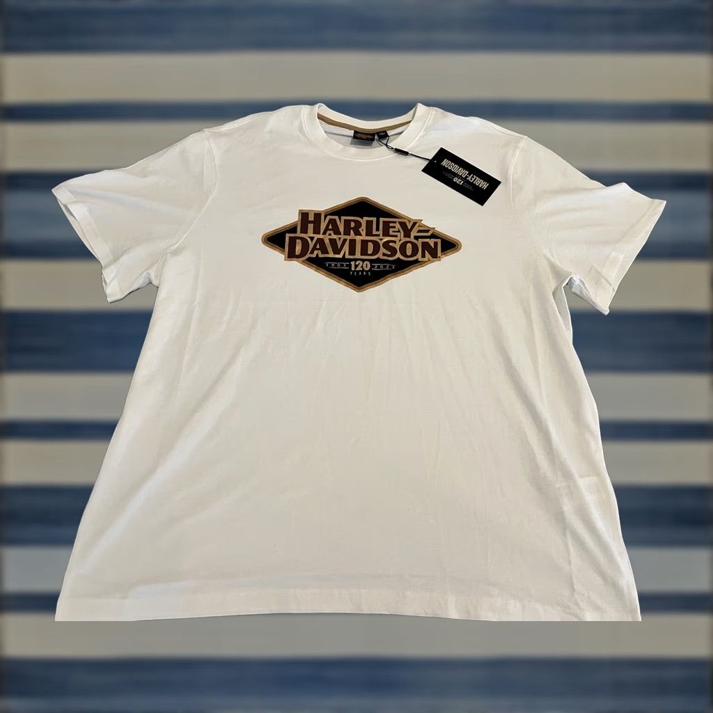 Harley Davidson Harley-Davidson Short Sleeve Shirt White Mens 3XL NWT 120th Anniversary Graphic Print T-Shirt USA Biker Motorcycle Holiday 1900s Mens Size US XXL / EU 58 / 5 - 1 Thumbnail