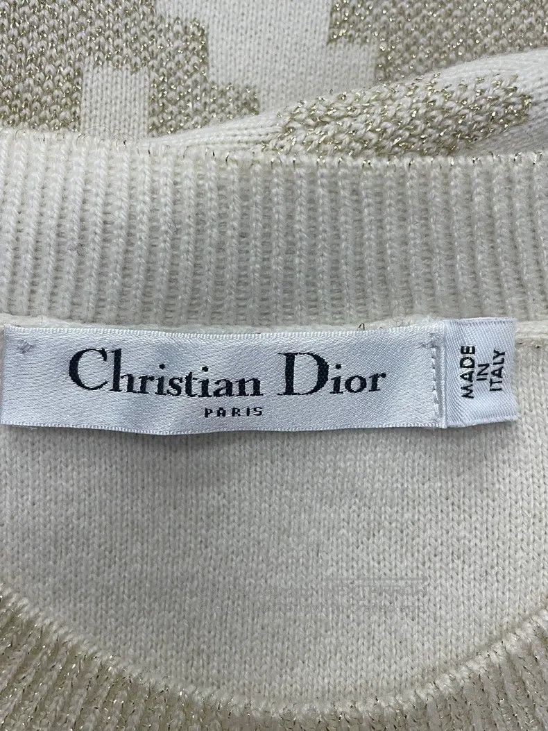 Dior Dior White gold checked letter cashmere sweater Size XS / US 0-2 / IT 36-38 - 4 Thumbnail