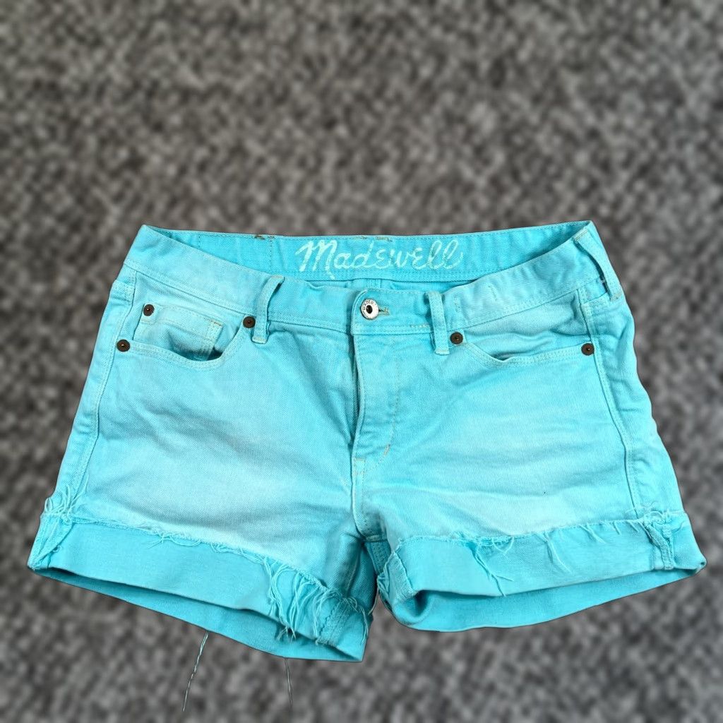Madewell Madewell Jeans Shorts Women's 28 Denim Cut-Off Beach Festival Teal Blue Cuffed 90s Mens Women Girls Size 28" / US 6 / IT 42 - 1 Thumbnail