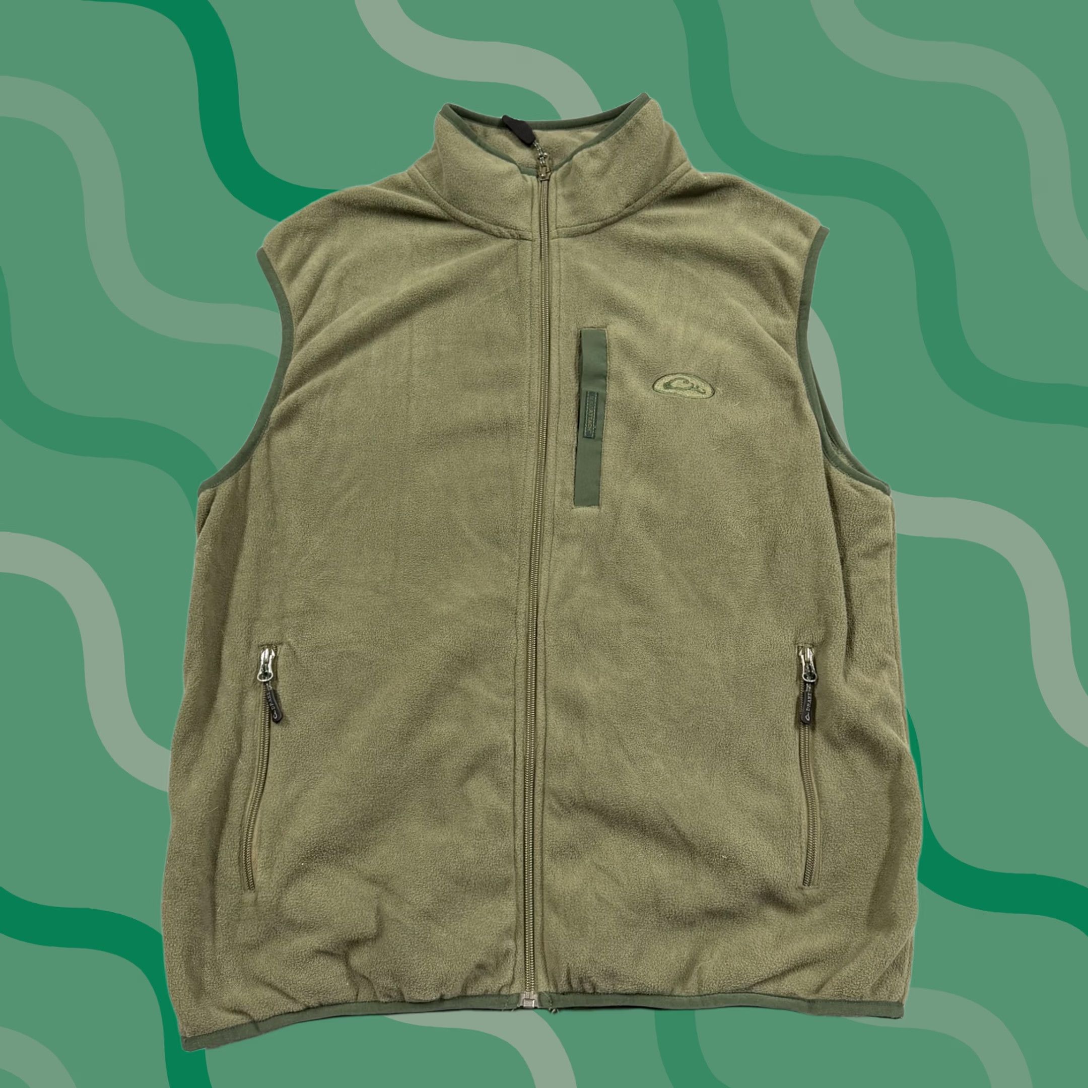 Vintage Drake Vest Mens M Green Fleece Full Zip Pockets Outdoor Hunting Lined Stand-Up Collar Quilted Bodywarmer Zip Closure Zipper Logo Casual Workwear Size US M / EU 48-50 / 2 - 1 Thumbnail