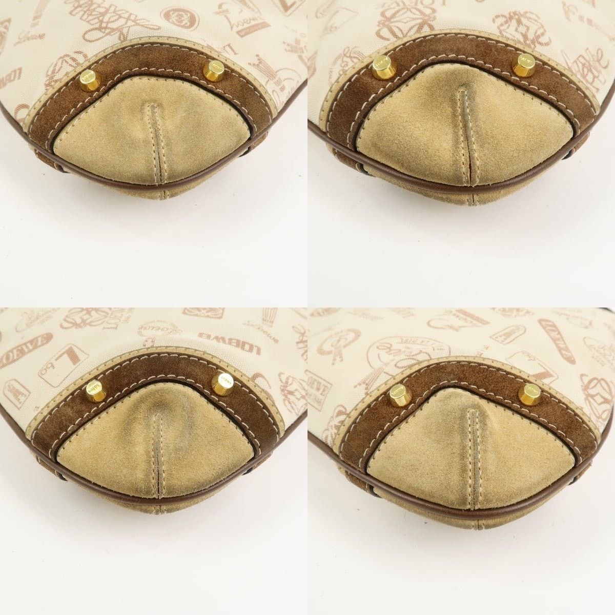 Loewe Loewe Anagram Canvas Suede Leather Shoulder Bag Beige Size ONE SIZE - 5 Thumbnail