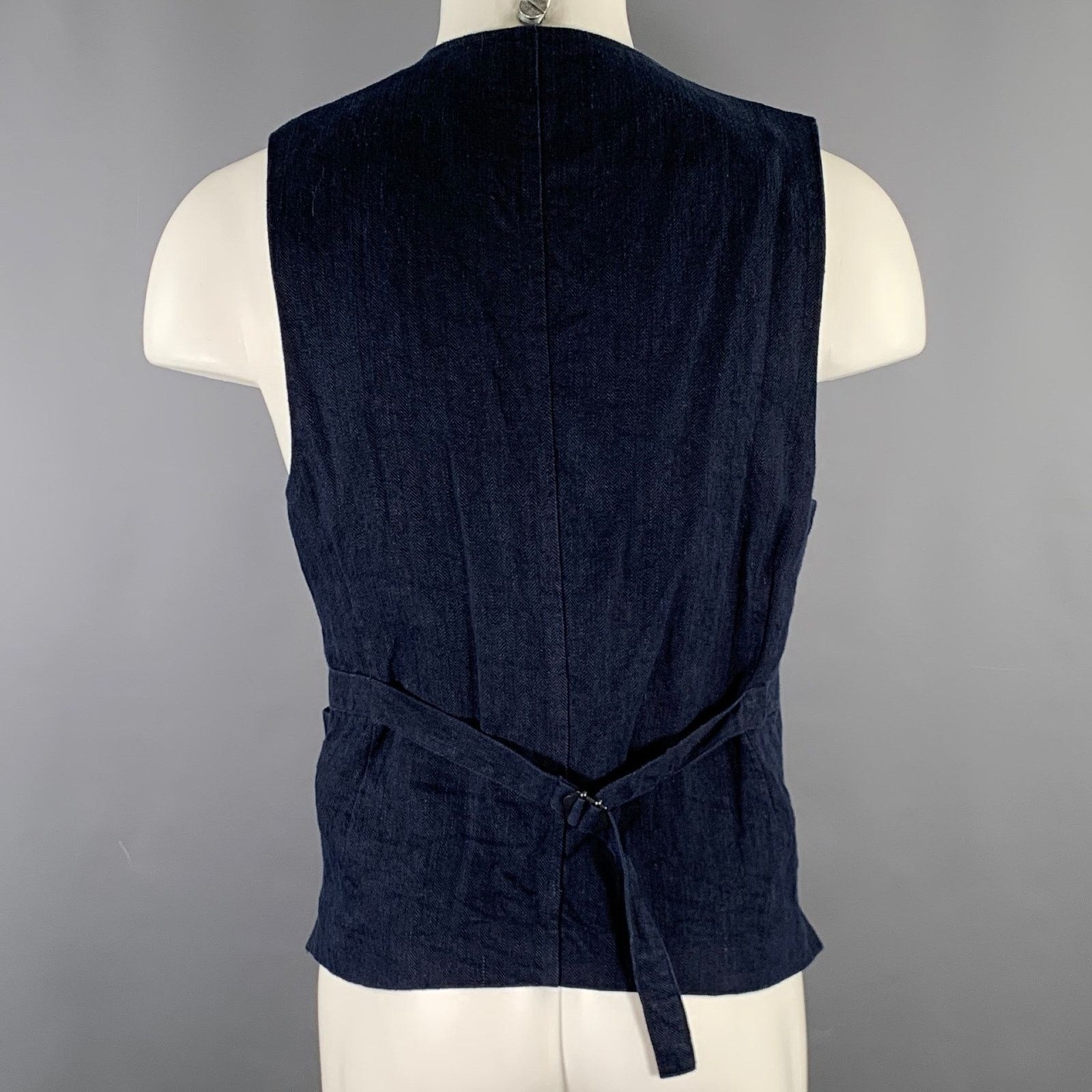 Alex Mill ALEX MILL Size M Navy Herringbone Linen Waistcoat Vest Size US M / EU 48-50 / 2 - 3 Thumbnail