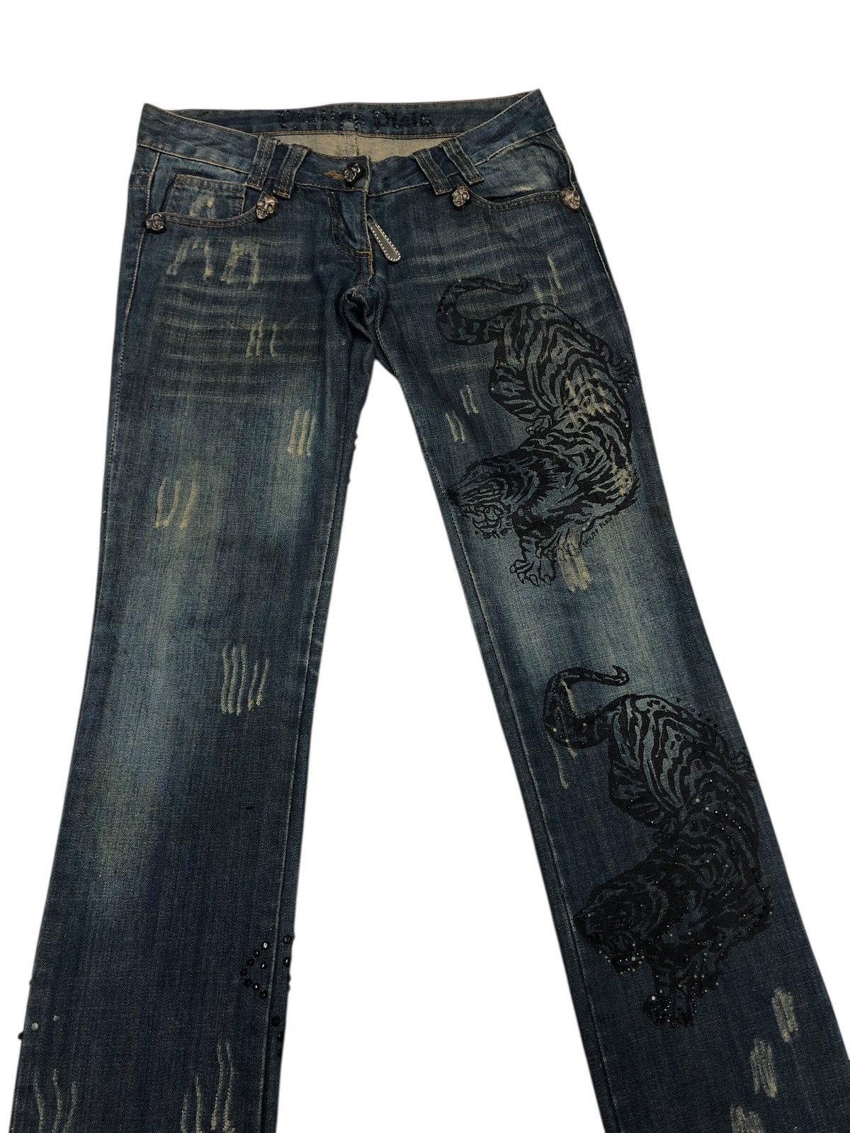 Philipp Plein RARE🔥OG PHILIPP PLEIN TIGER SKULL N CROSS EMBROIDERY JEANS Size 30" / US 8 / IT 44 - 4 Thumbnail