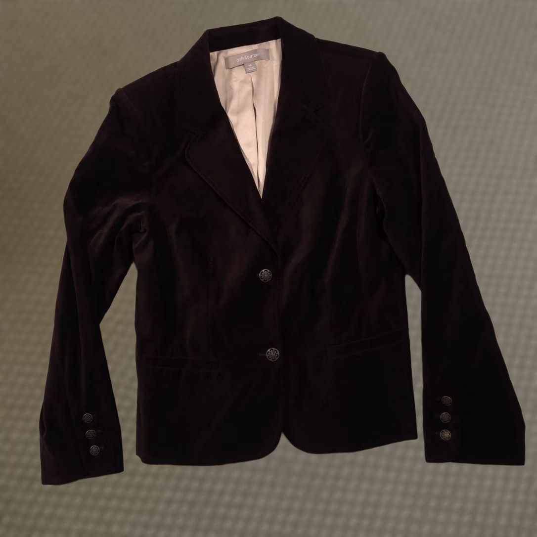 Croft & Barrow Croft & Barrow Womens Blazer 10 Brown Velvet Two Button Lined Career Jacket Size L / US 10 / IT 46 - 1 Thumbnail