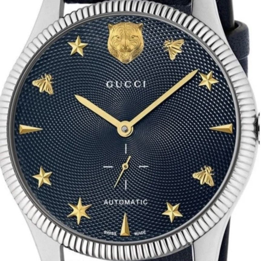 Gucci $3950 Gucci G-Timeless 40mm Charm Dial Automatic Watch, Navy Size ONE SIZE - 6 Thumbnail