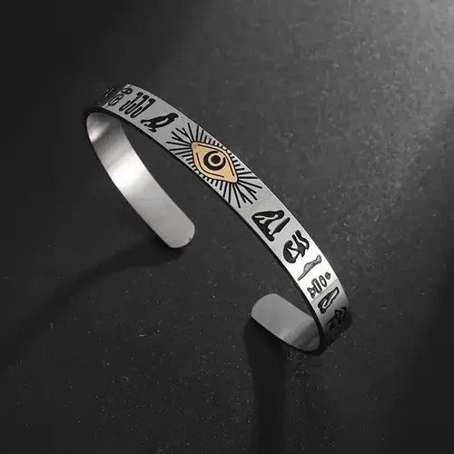 Designer Stainless Steel Eye of God Ancient Egyptian Totem Bracelet Size ONE SIZE - 4 Thumbnail