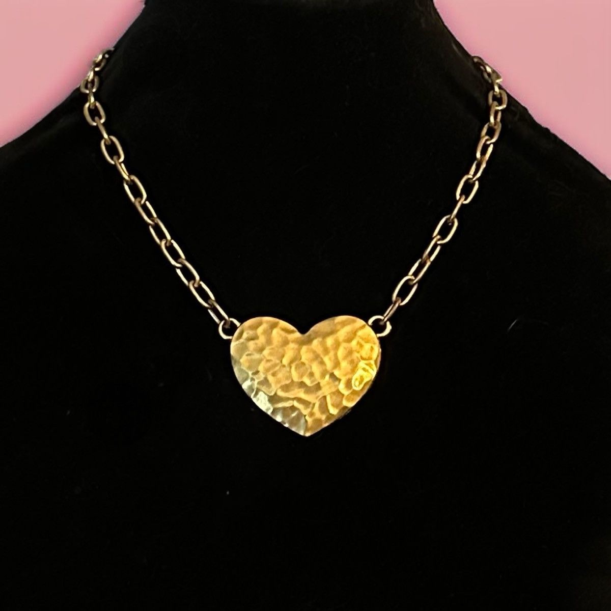 Other Gold tone hammered heart cable link chain necklace Size ONE SIZE - 1 Thumbnail