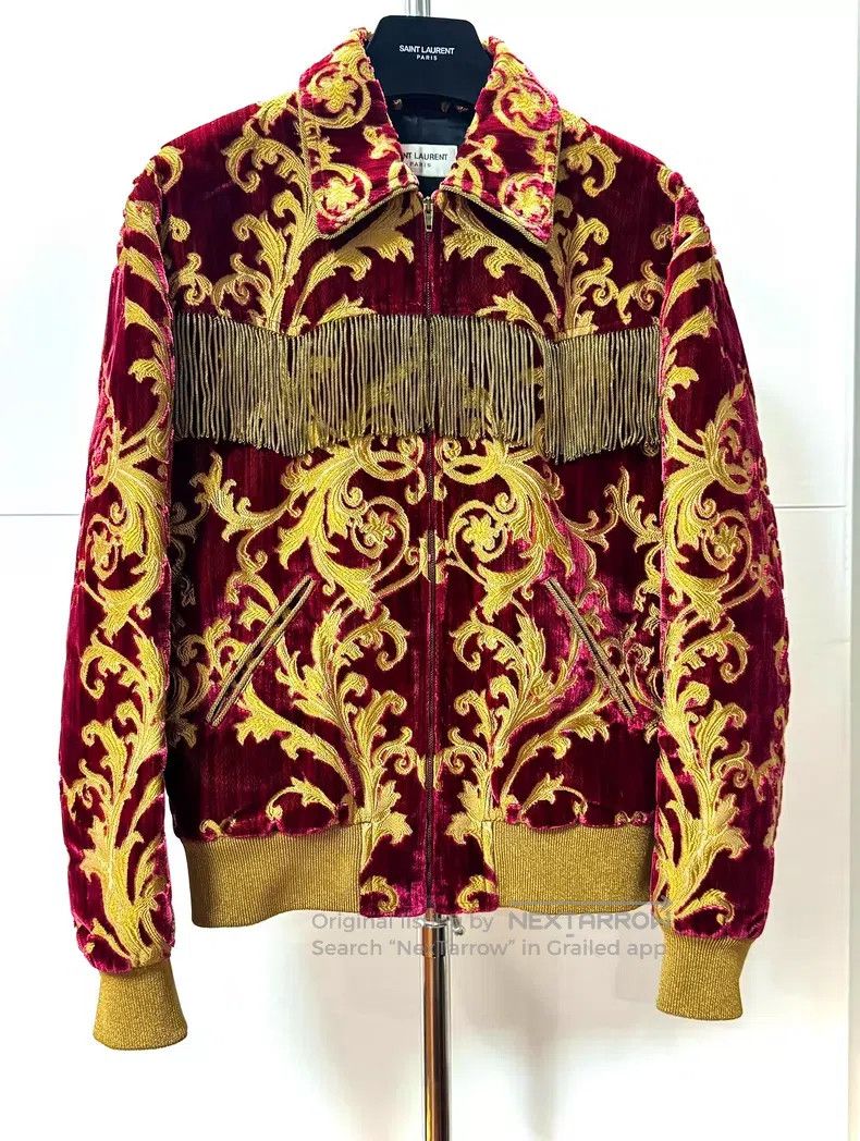 Saint Laurent Paris Saint Laurent Paris Red Velvet Mustache Jacket Court Jacke Size US S / EU 44-46 / 1 - 1 Thumbnail
