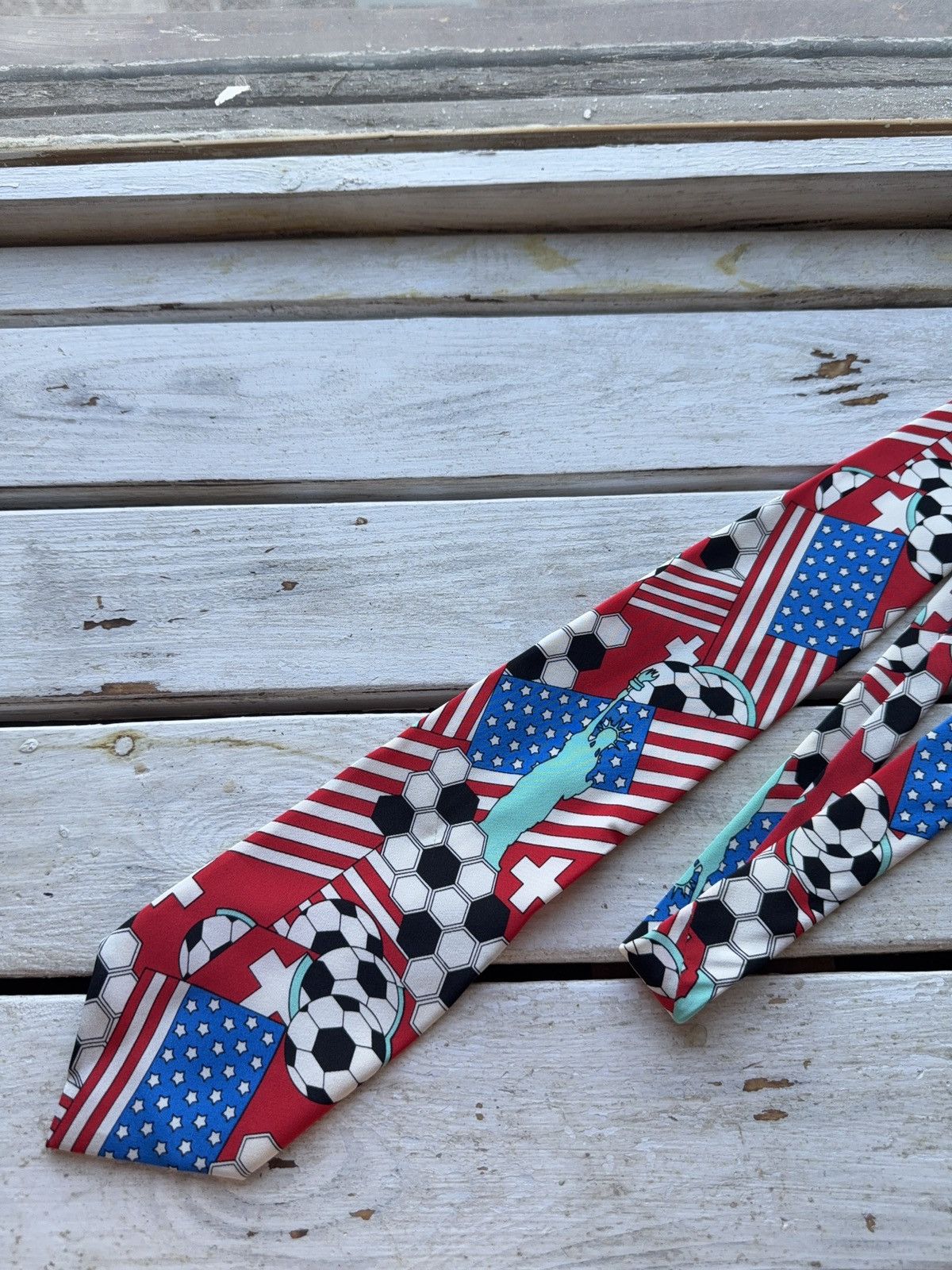 UEFA × Vintage VNTG USA 94 World Cup Soccer Tie Statue of Liberty Italy Size ONE SIZE - 2 Thumbnail