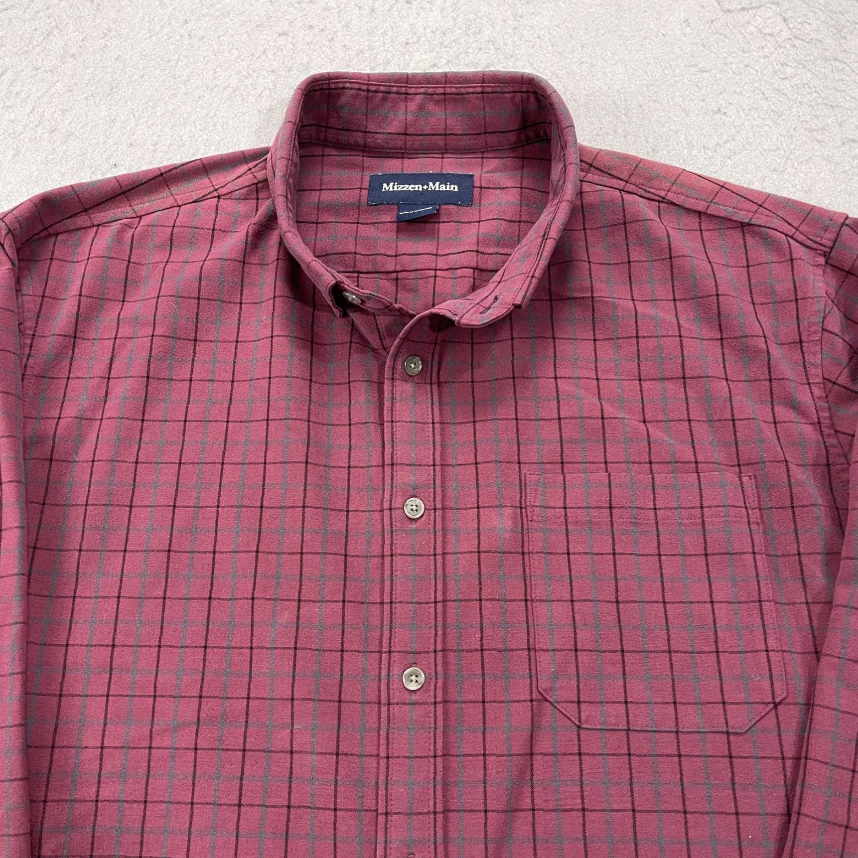 Mizzen+Main Mizzen+Main Shirt Mens 2XL XXL Maroon Purple Check Leeward Stretch Classic Button-Up Casual Business Size US XXL / EU 58 / 5 - 2 Thumbnail
