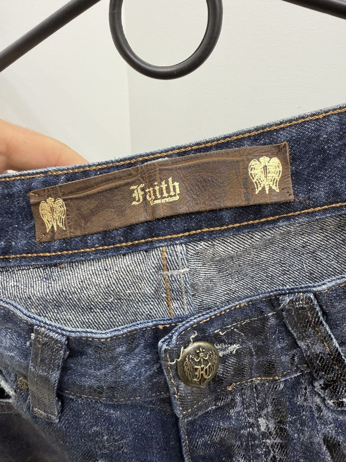 Designer × Faith Connexion Faith Connexion Printed Waxed Jean Slim Ice Denim Size US 32 / EU 48 - 4 Thumbnail