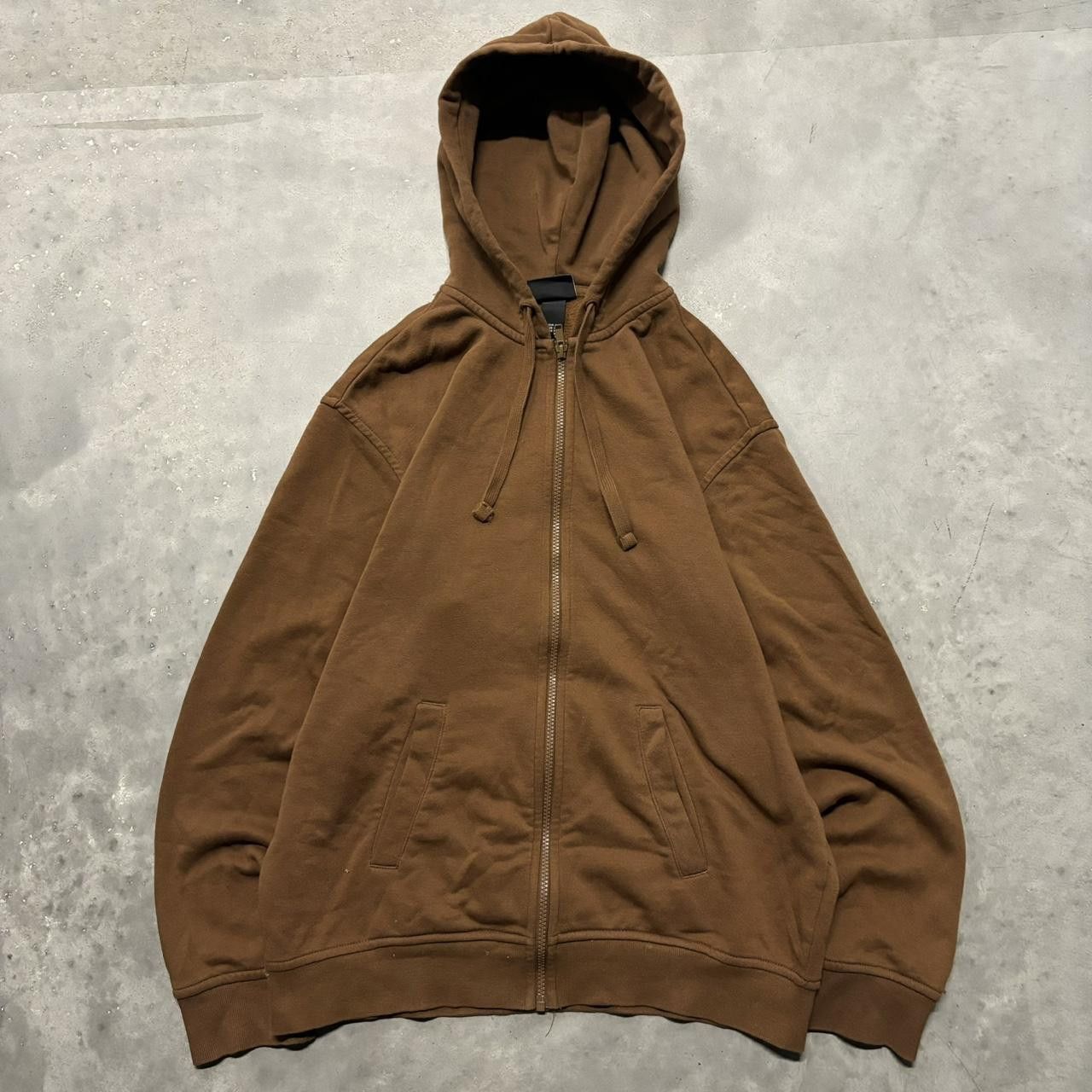 Japanese Brand × Vintage Crazy Vintage Y2K/2000s Brown Blank Essential Zip Up Hoodie! Size US M / EU 48-50 / 2 - 1 Thumbnail