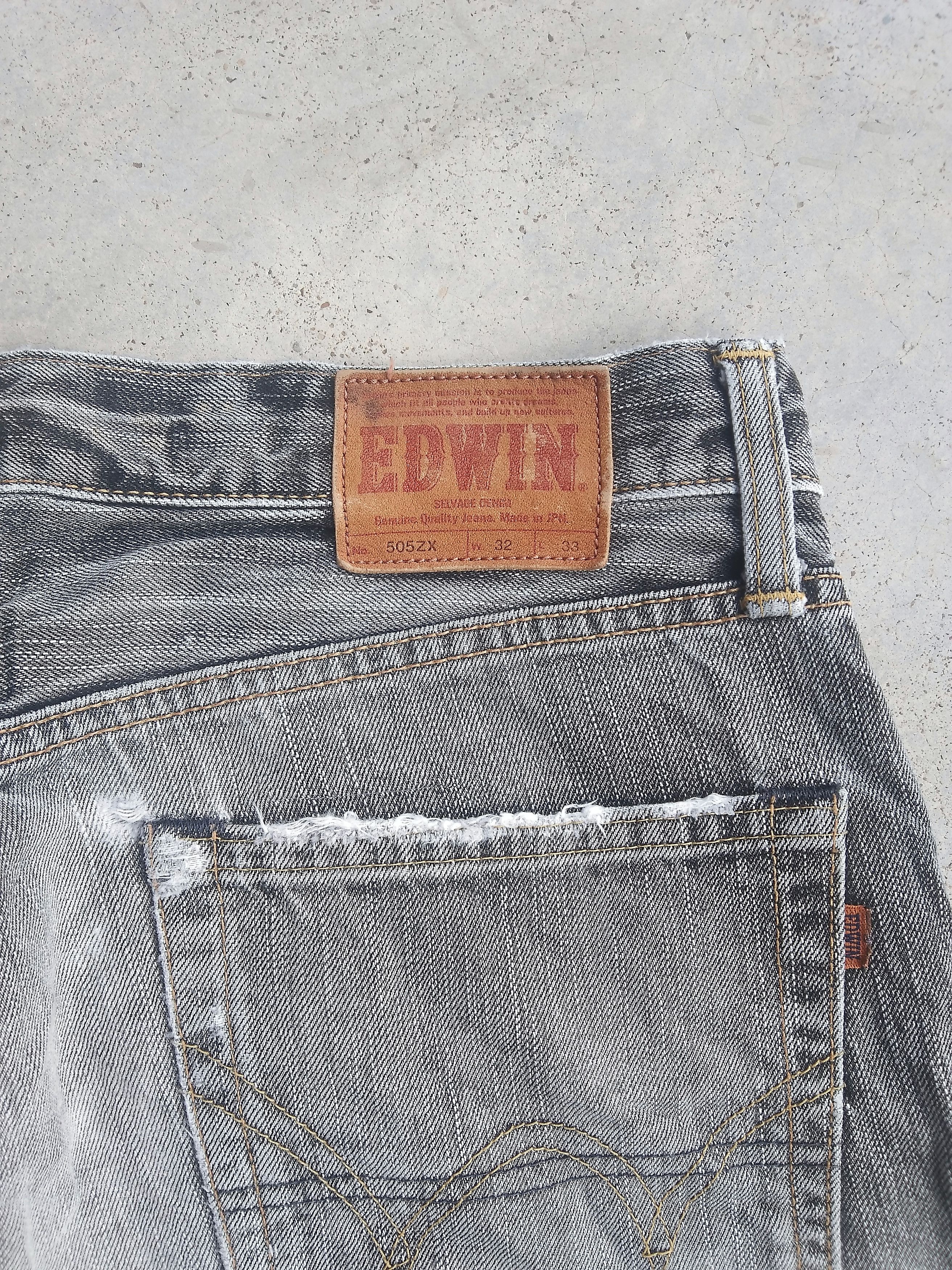 Japanese Brand Vintage Edwin Smoke Grey Faded Selvedge Redline Jeans 32x33 Size US 32 / EU 48 - 3 Thumbnail