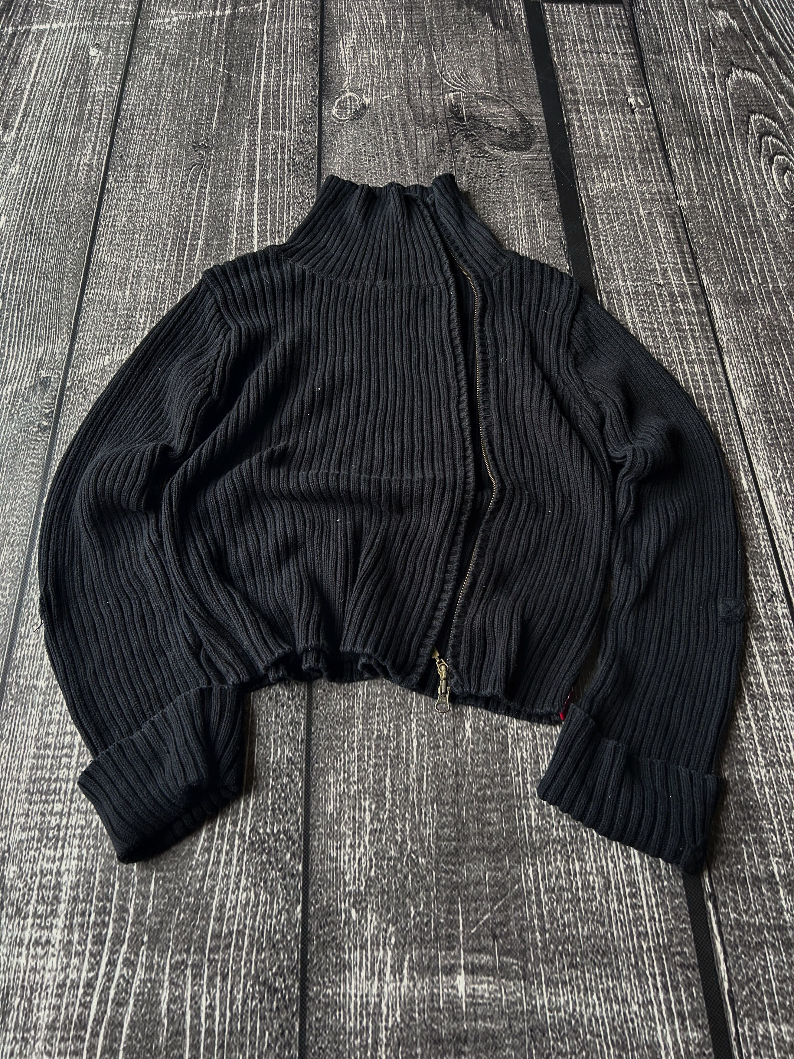 VTG Rick Owens Style Non-Symmetrical ZIP Sweater Hoodie 90s