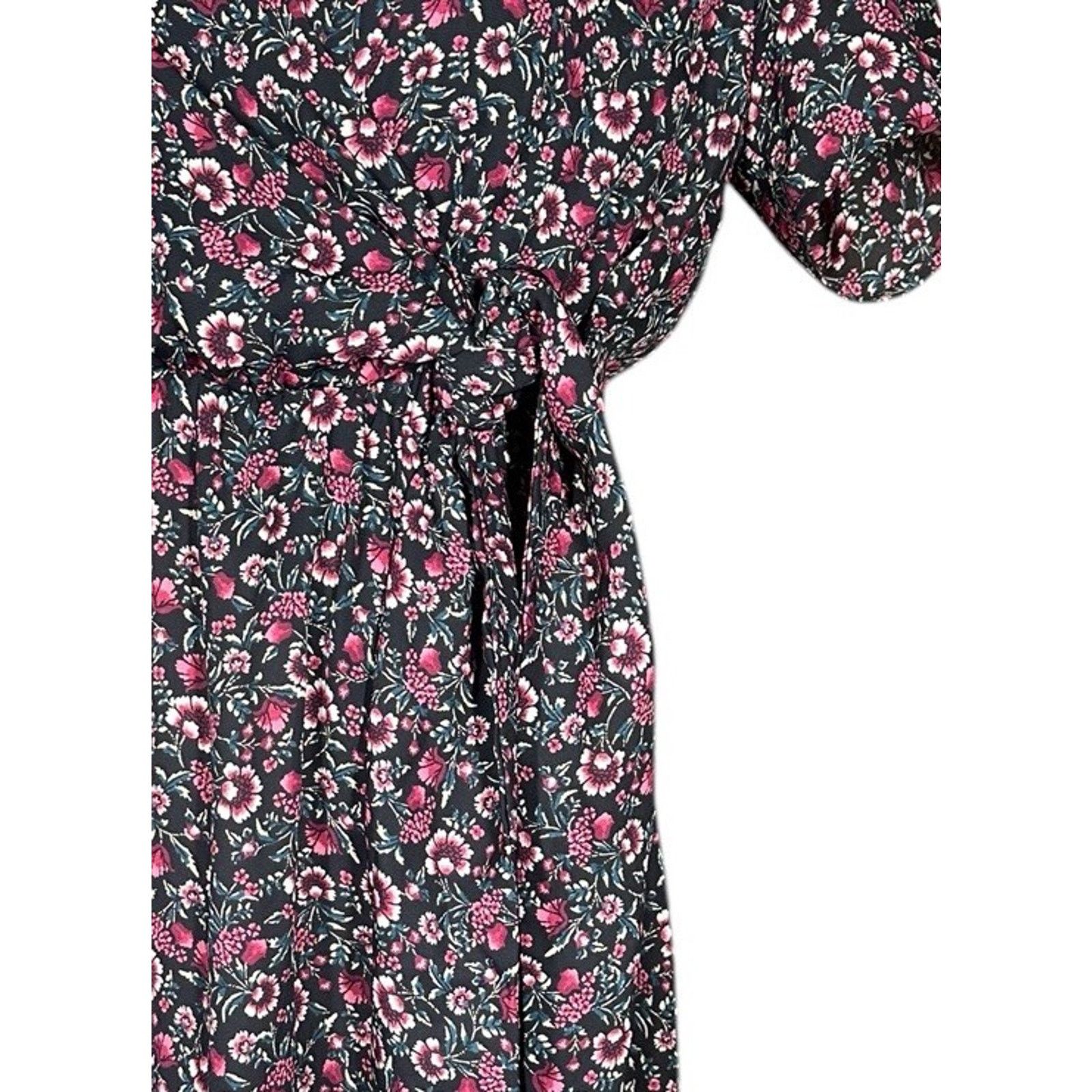 Other Miami Black Floral Print Faux Wrap Tie Maxi Dress Womens XS Size XS / US 0-2 / IT 36-38 - 4 Thumbnail