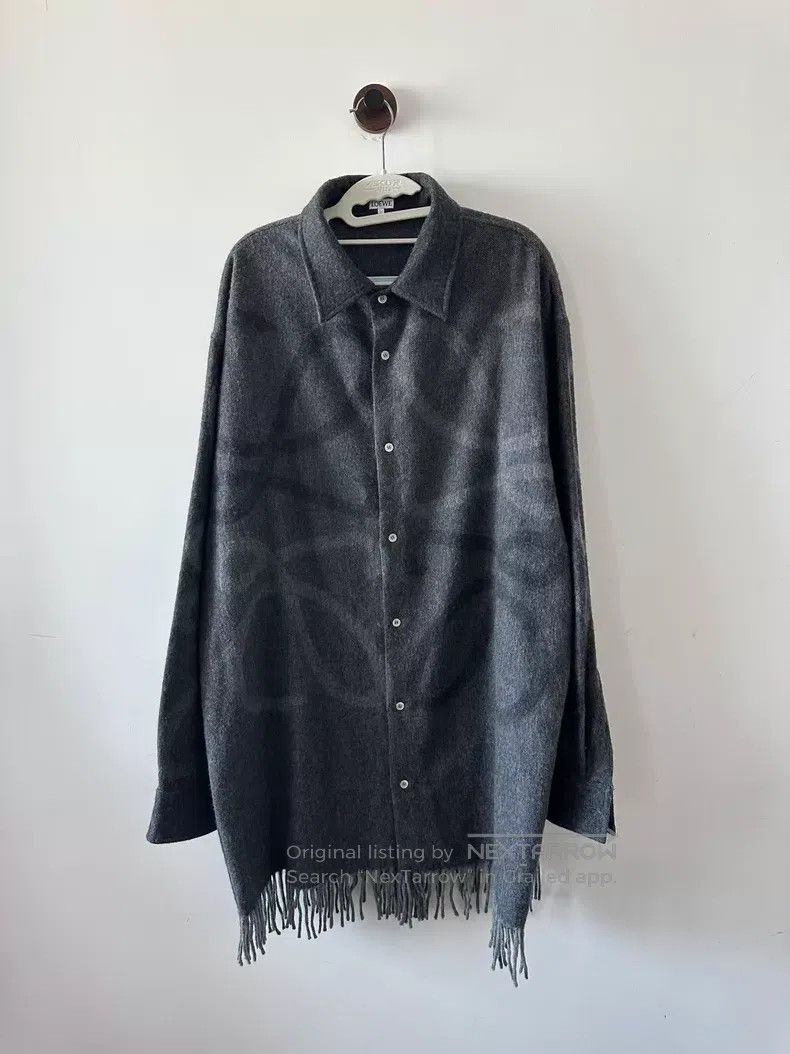Loewe Loewe size 41 Black Gray Large Logo Leather Patch Shirt Jac Size S / US 4 / IT 40 - 1 Thumbnail