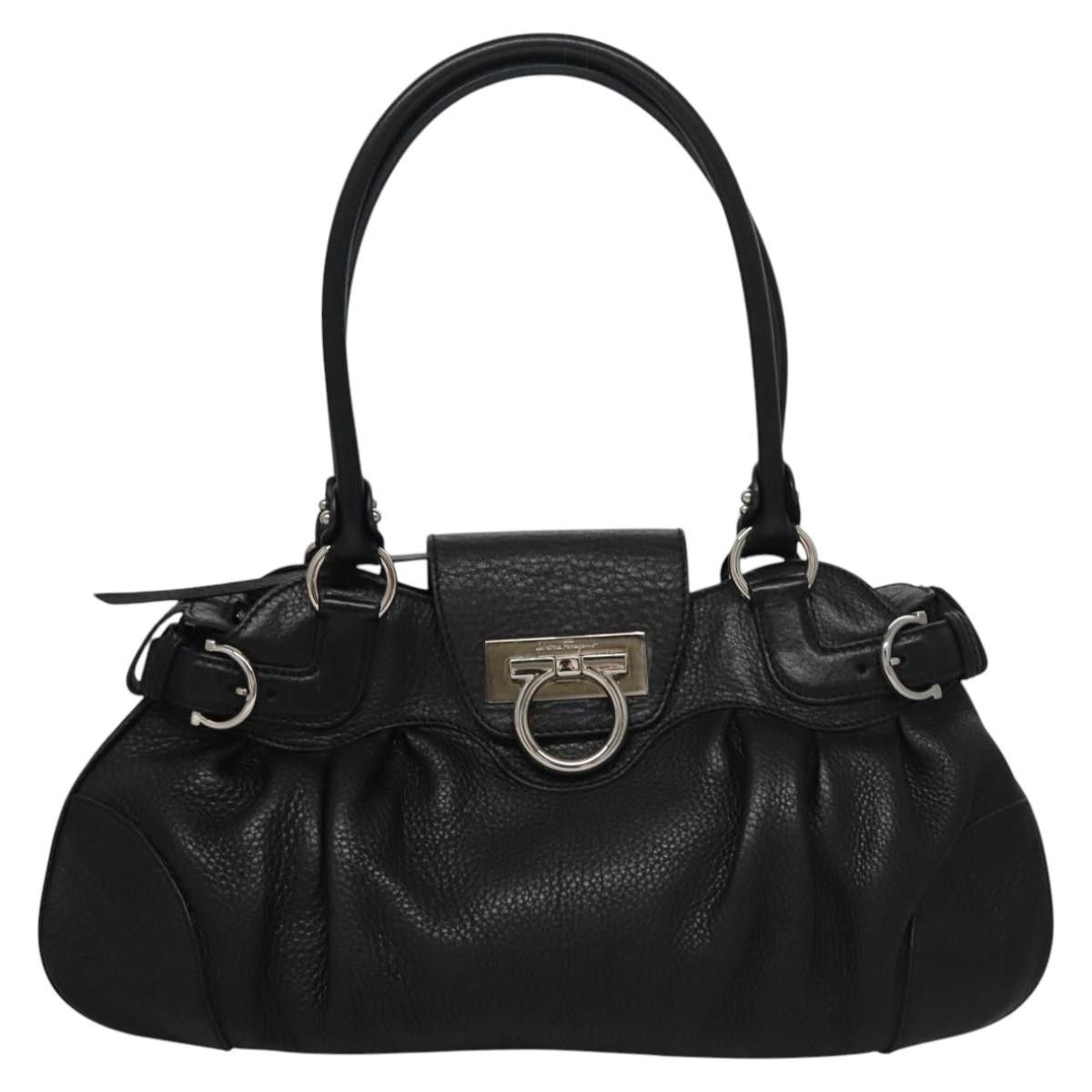 Salvatore Ferragamo Gancini Black Leather Shoulder Bag (Pre-Owned) Size ONE SIZE - 1 Thumbnail