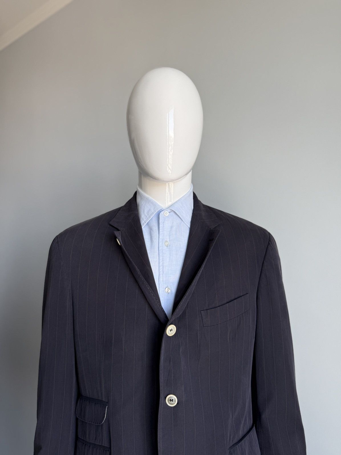 Brunello Cucinelli Brunello Cucinelli Pinstripe Cotton Cashmere Blazer Size 44R - 5 Thumbnail