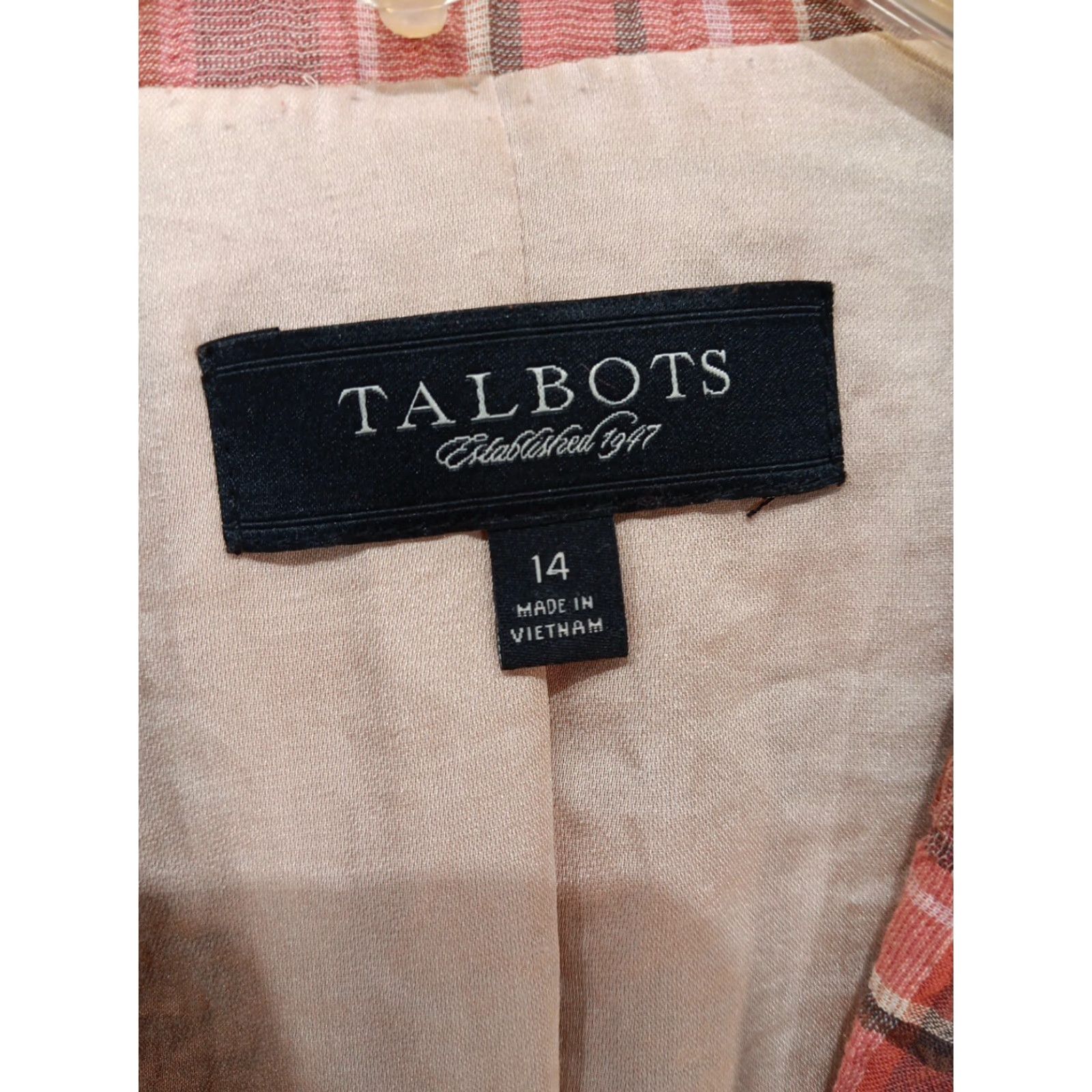Talbots Talbots Blazer Women 14 Multicolor Plaid Cotton Blend Womens Size XL / US 12-14 / IT 48-50 - 3 Thumbnail