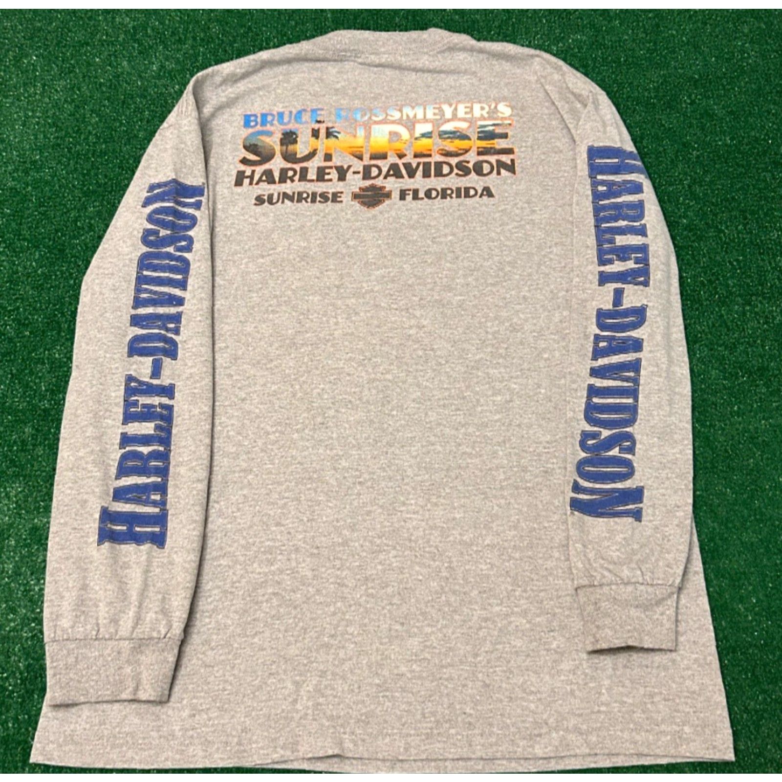 Harley Davidson VINTAGE Harley-Davidson Biker Logo Long Sleeve Shirt Mens L Gray 90s Y2K Spider Web Logo 2012 Florida Size US L / EU 52-54 / 3 - 2 Thumbnail