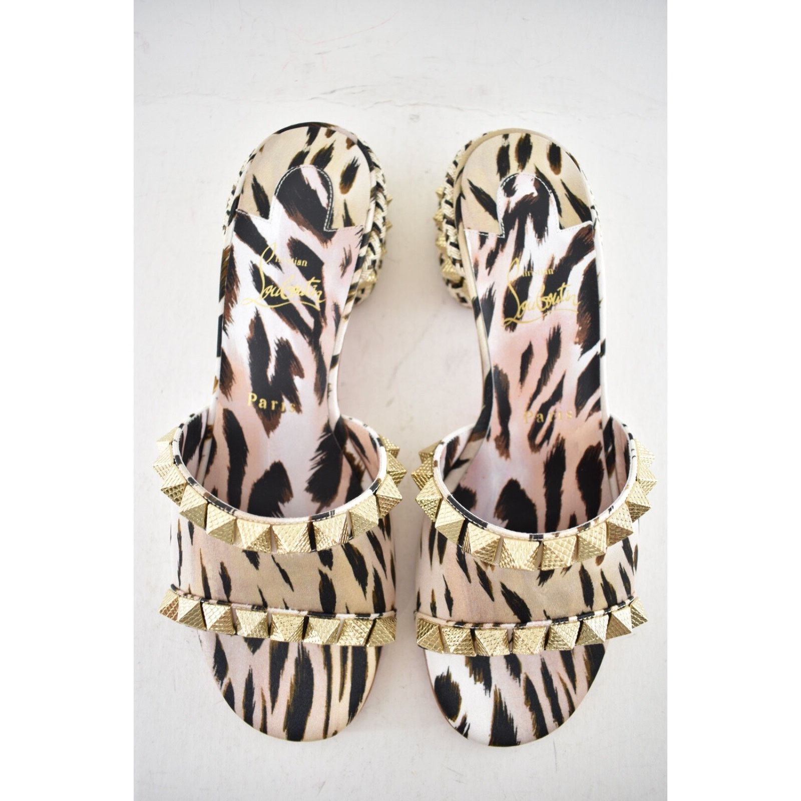 Christian Louboutin Christian Louboutin Pyramule 30 Leopard Gold Stud Block Size US 8.5 / IT 38.5 - 9 Thumbnail