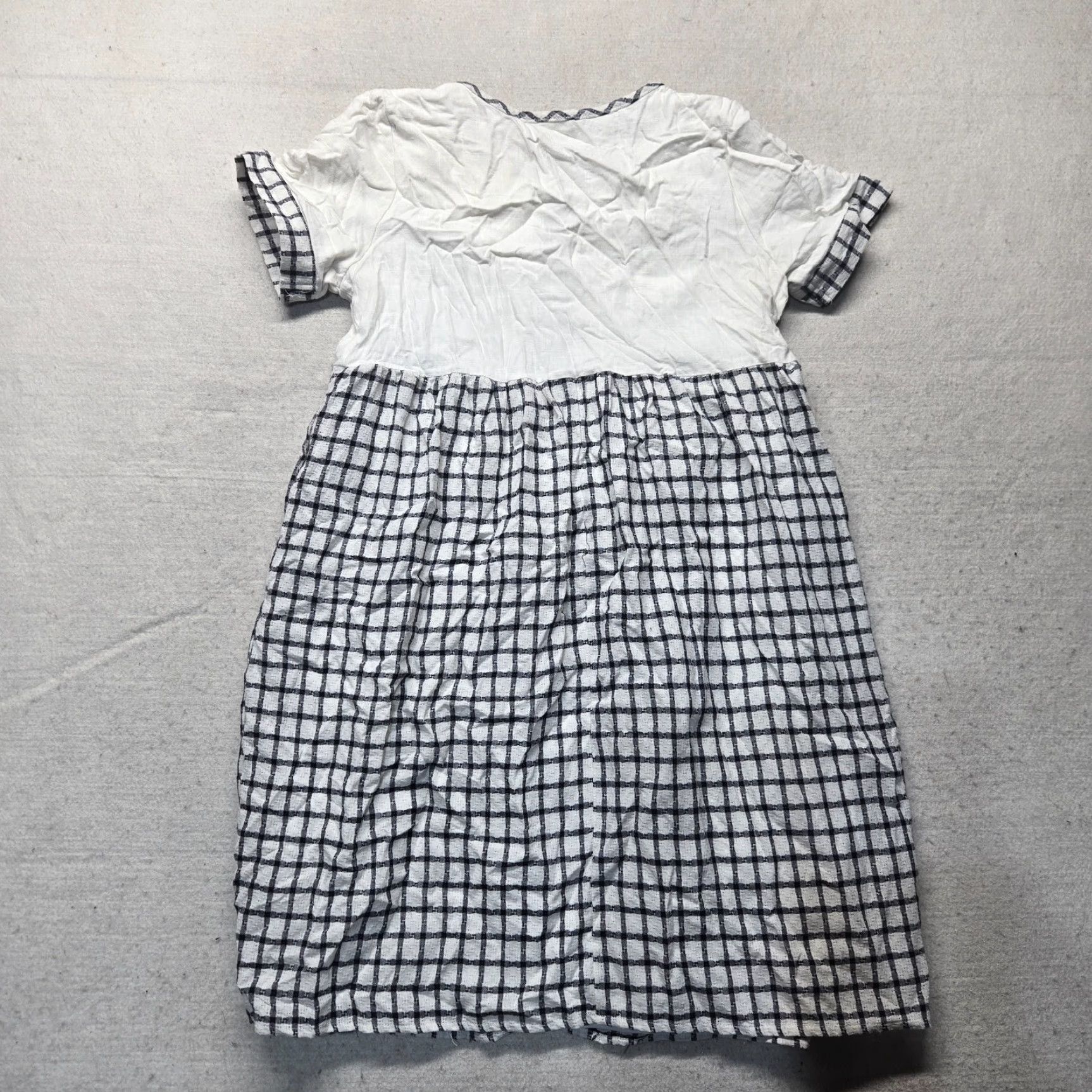 Vintage Hidden Alley Dress Womens Midi Striped Jersey Cotton A-Line Short Sleeve Round Neck Pockets Size M Black And White Size M / US 6-8 / IT 42-44 - 8 Thumbnail