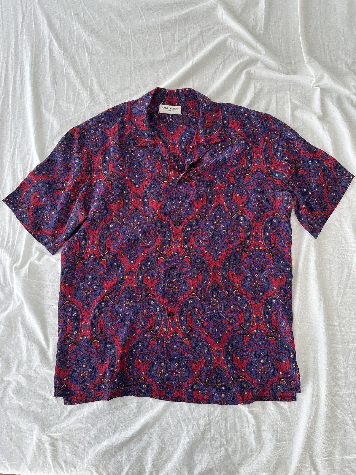 Saint Laurent Paris Paisley Print Silk Shirt Size US M / EU 48-50 / 2 - 1 Thumbnail