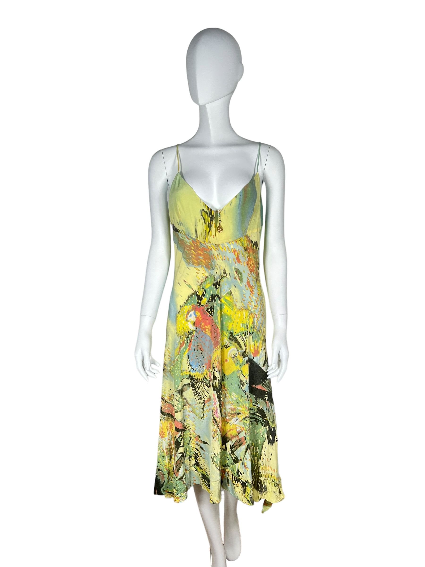 Roberto Cavalli Roberto Cavalli 1990s Parrot & Jungle Dress Size L / US 10 / IT 46 - 1 Thumbnail