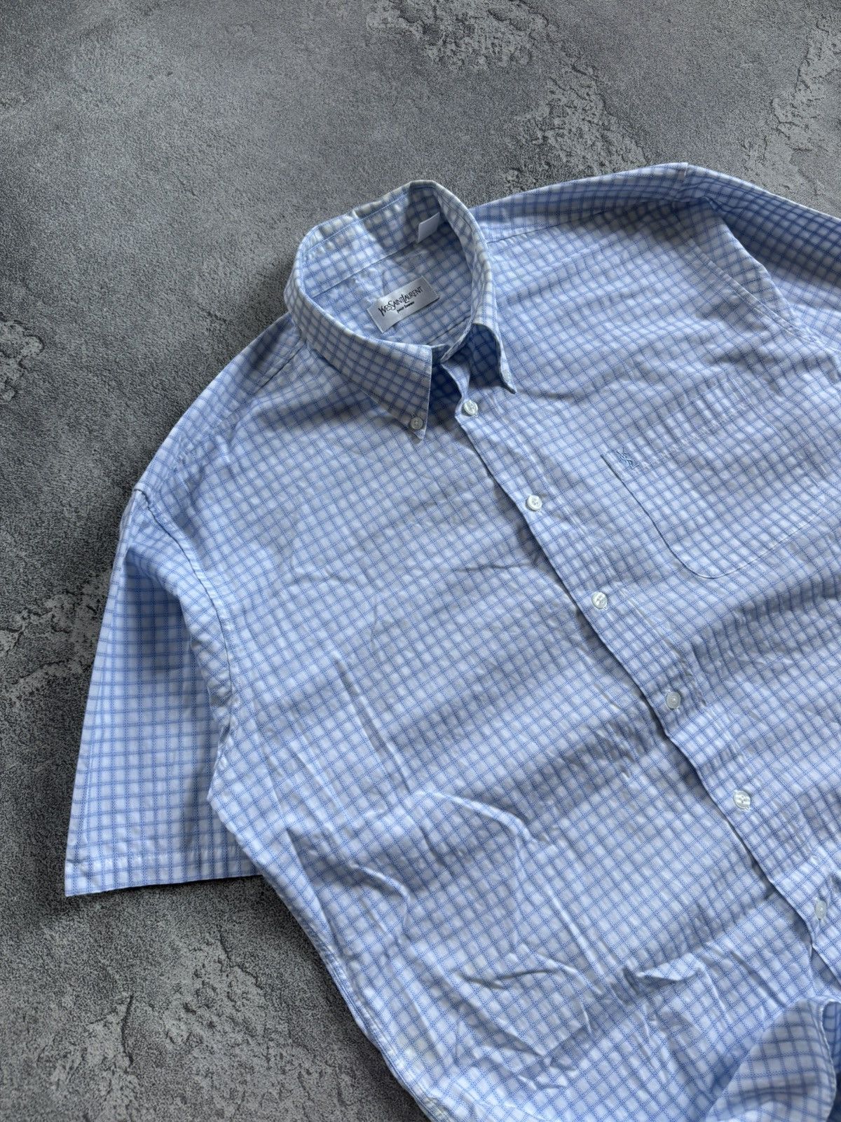Yves Saint Laurent Yves Saint Laurent YSL L/size Chekered shirt button up polo Size US L / EU 52-54 / 3 - 2 Thumbnail