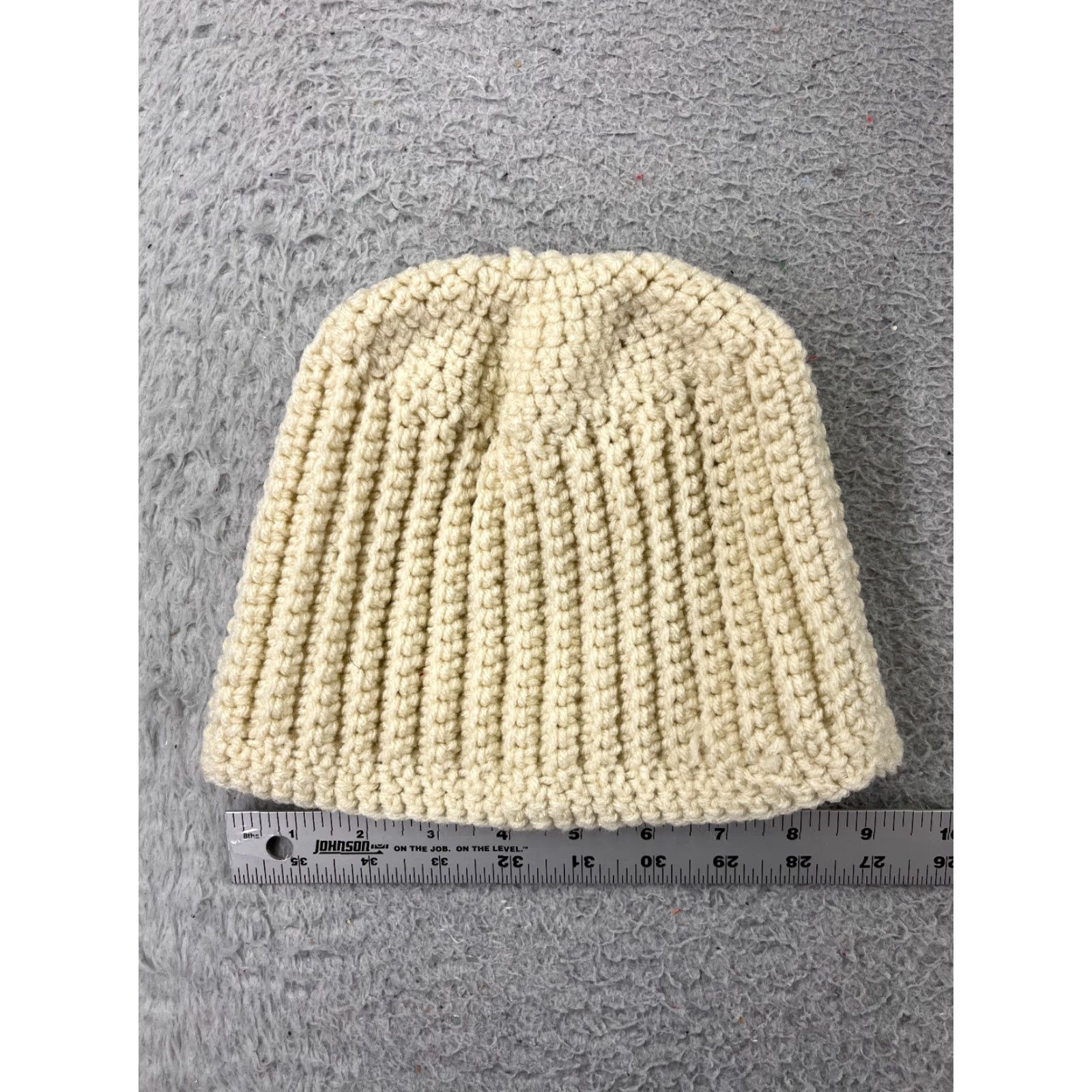 Vintage Womens Beanie Hat One Size Ivory Acrylic Blend Knit Ribbed Crochet Ski Style Winter Fall Snow Activewear Casual Size ONE SIZE - 5 Thumbnail