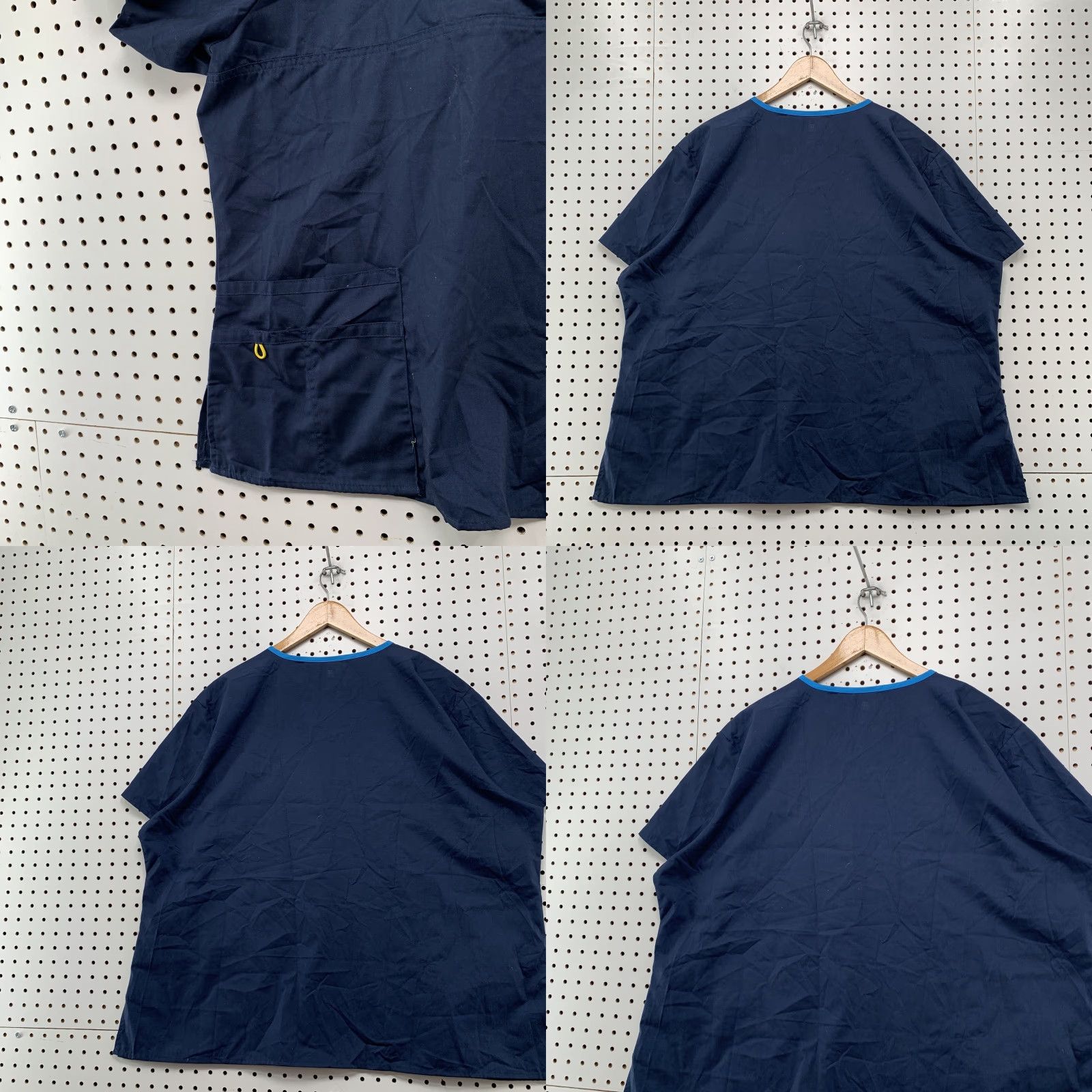 Vintage WonderWink Shirt Womens 3X Navy Blue Yellow V-Neck Size XXL / US 16-18 / IT 52-54 - 8 Thumbnail