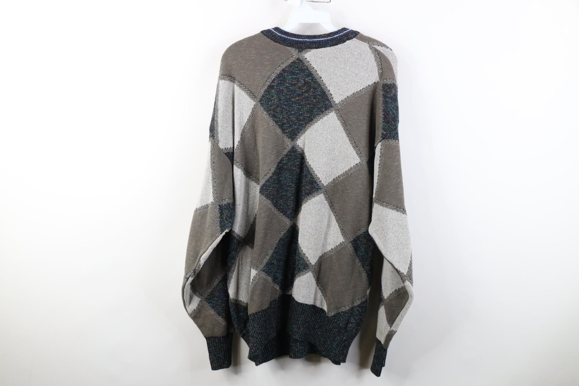 Vintage Vintage 90s Coogi Style Rainbow Fleck Diamond Knit Sweater Size US XL / EU 56 / 4 - 11 Thumbnail