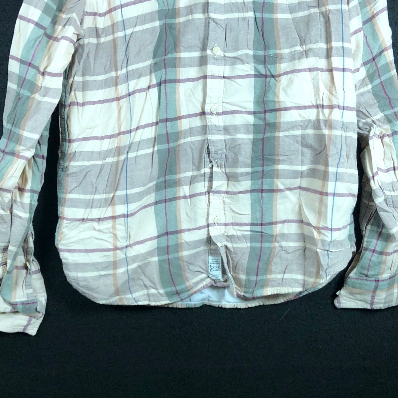 Lucky Brand Lucky Brand Button-Up Blouse M Womens Plaid Classic Fit Long Sleeve Casual Womens M Cream Size M / US 6-8 / IT 42-44 - 3 Thumbnail