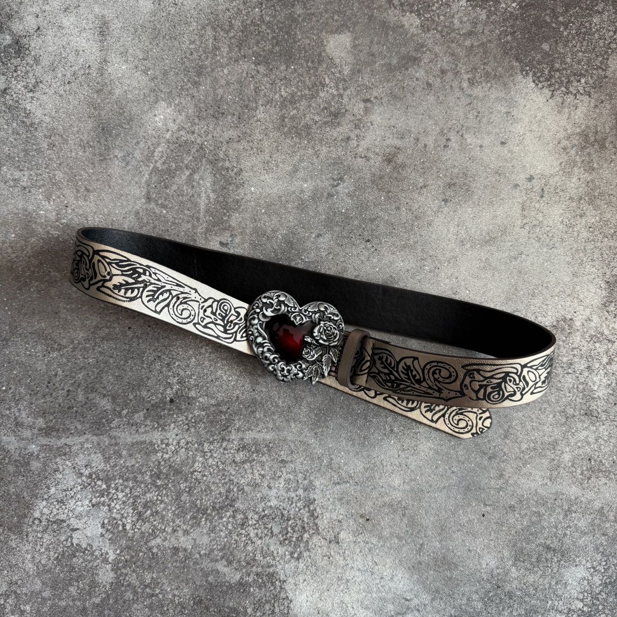 Hysteric Glamour × Japanese Brand Amazing Y2K Heart Buckle Glam Faux Leather Unisex Belt Size ONE SIZE - 2 Thumbnail