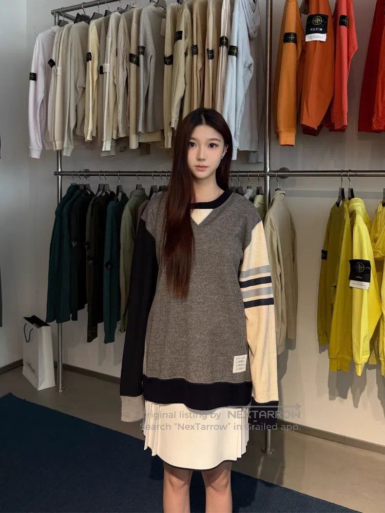 Thom Browne Thom Browne Gray and Beige Color Block Four-Stripe Wool Ro Size US XL / EU 56 / 4 - 8 Thumbnail