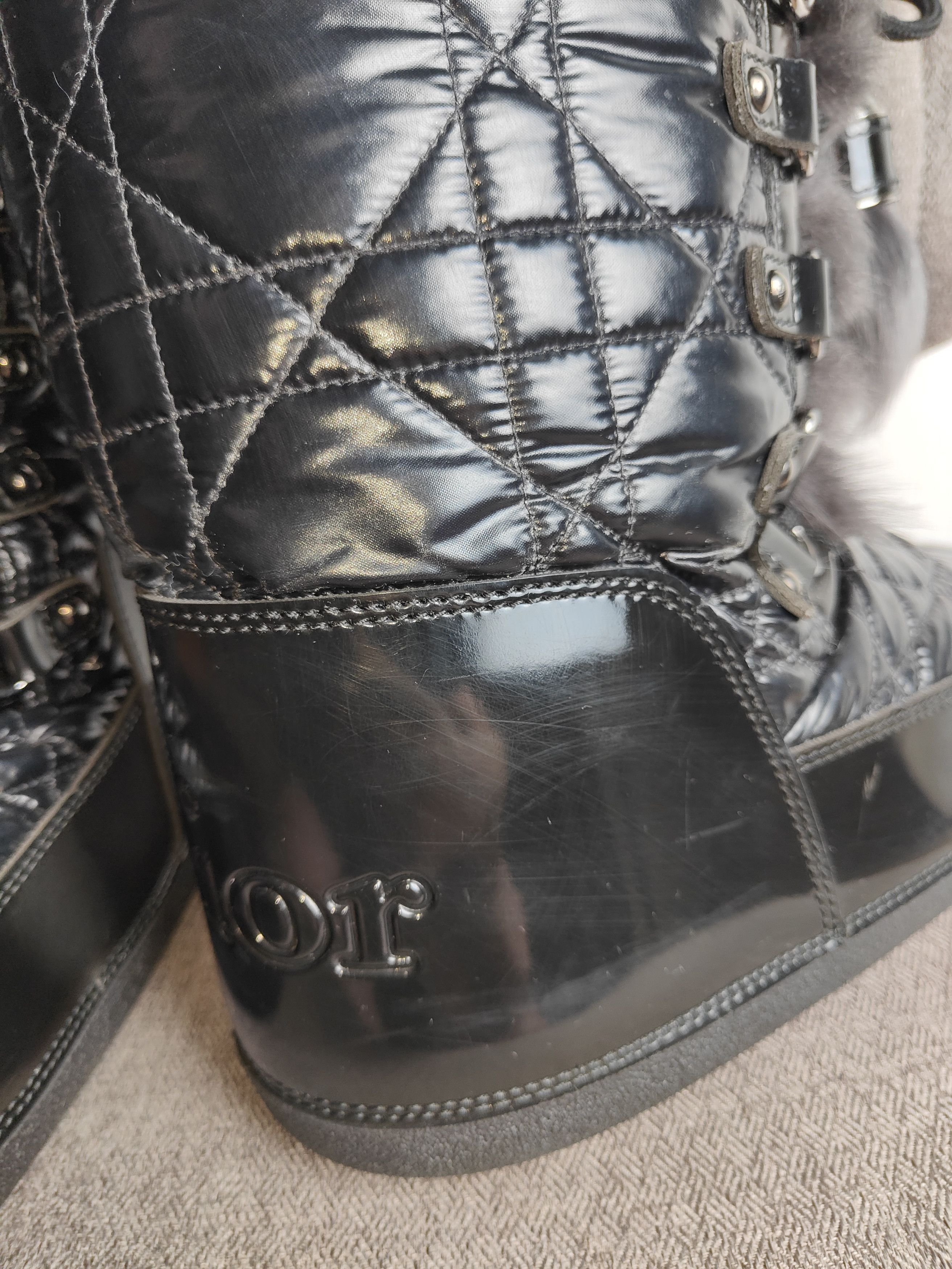 Dior Y2K Dior by John Galliano Massive Fur Quilted Snow Boots Size US 11 / IT 41 - 19 Thumbnail