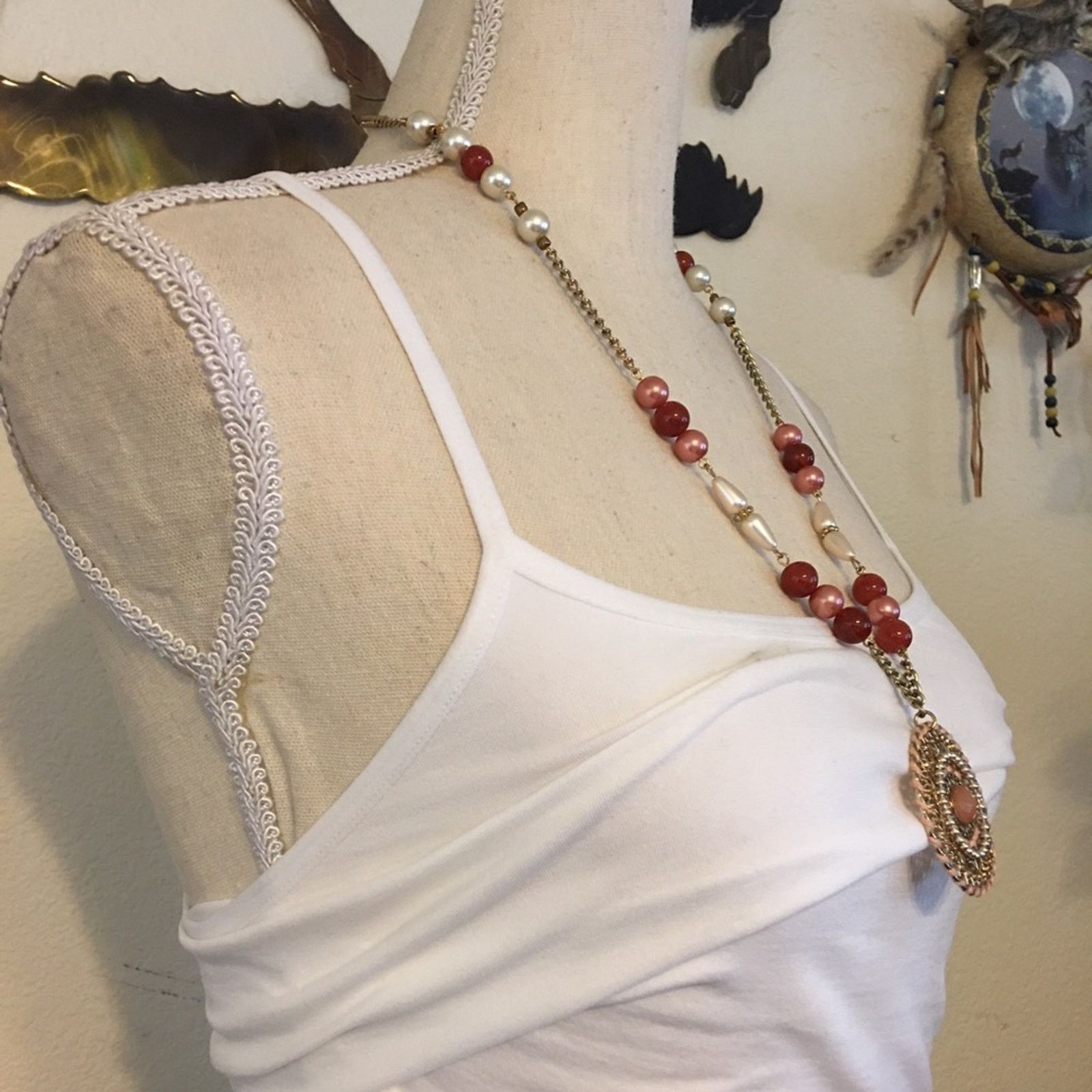 Vintage Vintage 70s medallion beaded gold chain necklace Size ONE SIZE - 2 Thumbnail