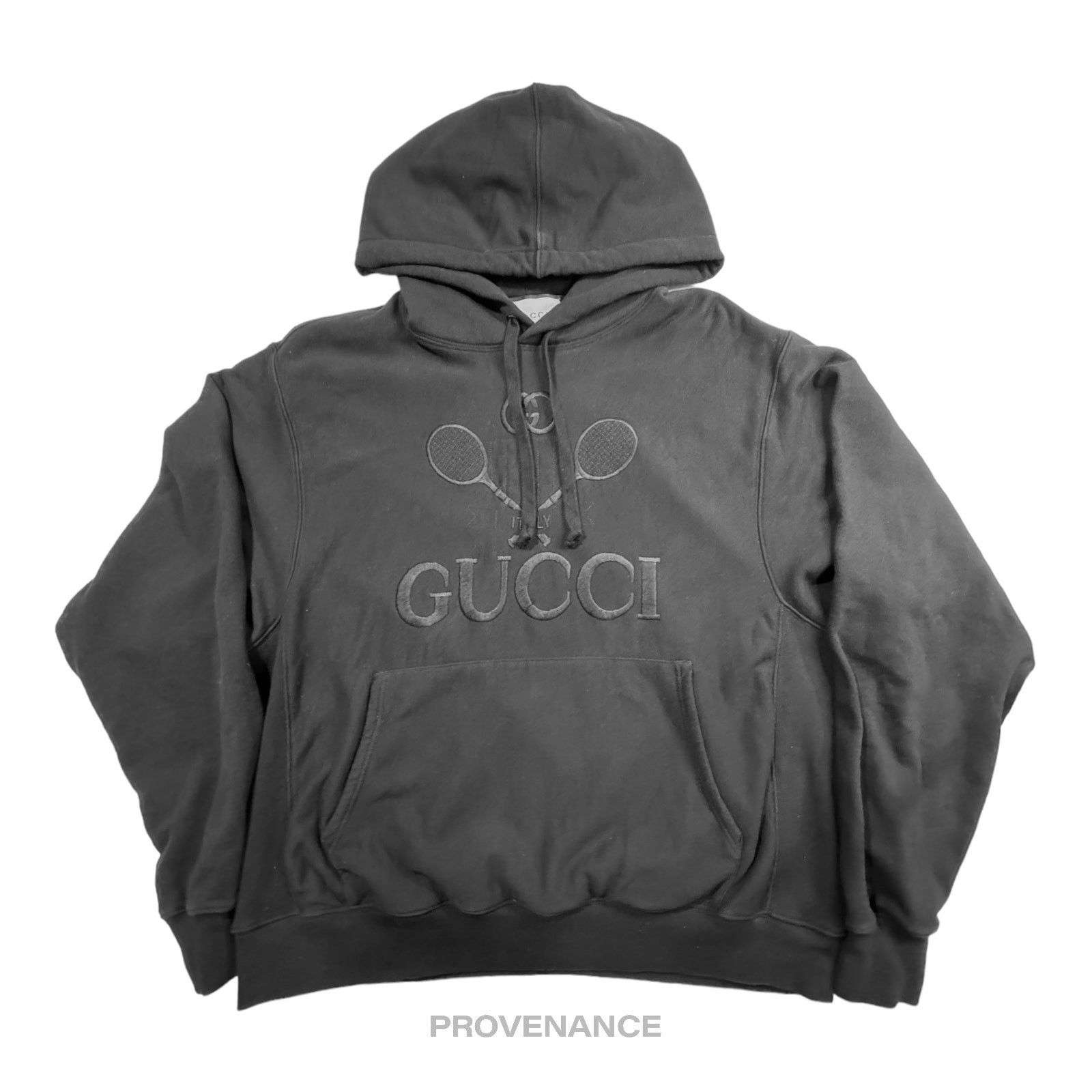 🔴 Gucci Tennis Hoodie - Black French Terry L