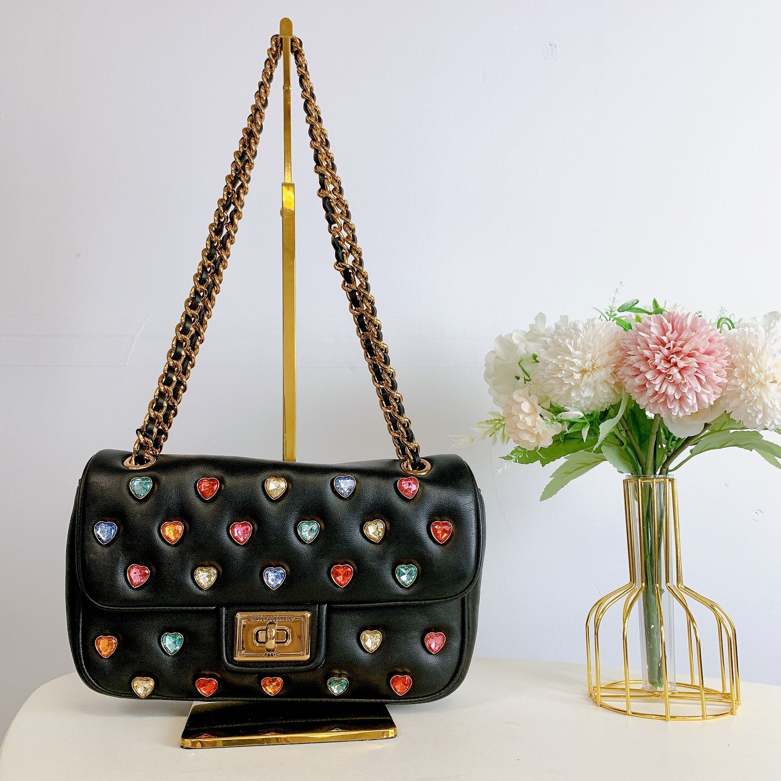 Karl Lagerfeld Karl Lagerfeld LH1HB283 AGYNESS SHOULDER BAG IN BLACK MULTI Size ONE SIZE - 3 Thumbnail