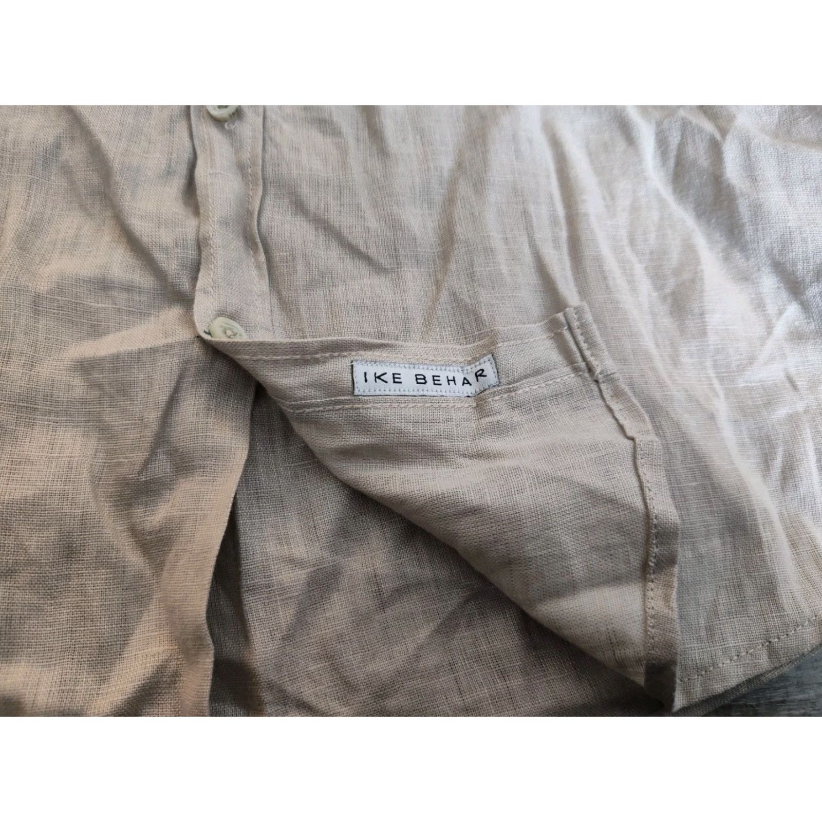 Ike Behar VINTAGE Ike Behar Men’s Linen Shirt Camp Short Sleeve Casual Sz M Beige Size US M / EU 48-50 / 2 - 7 Thumbnail